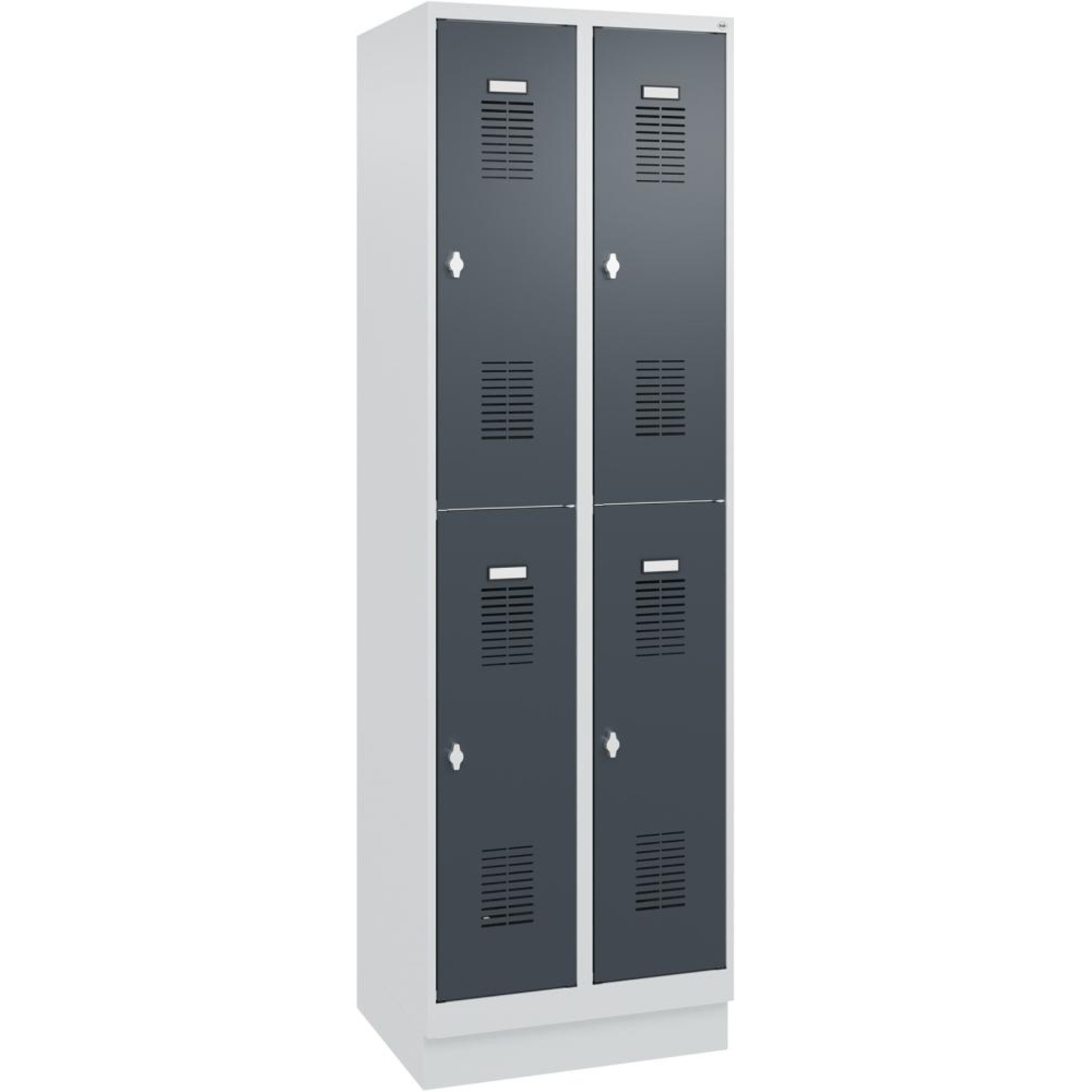 FORMAT Garderobenschrank B600xT500xH1950 mm RAL7035/7016, 2x2 Abteileu. Sockel (Selbstmontage)