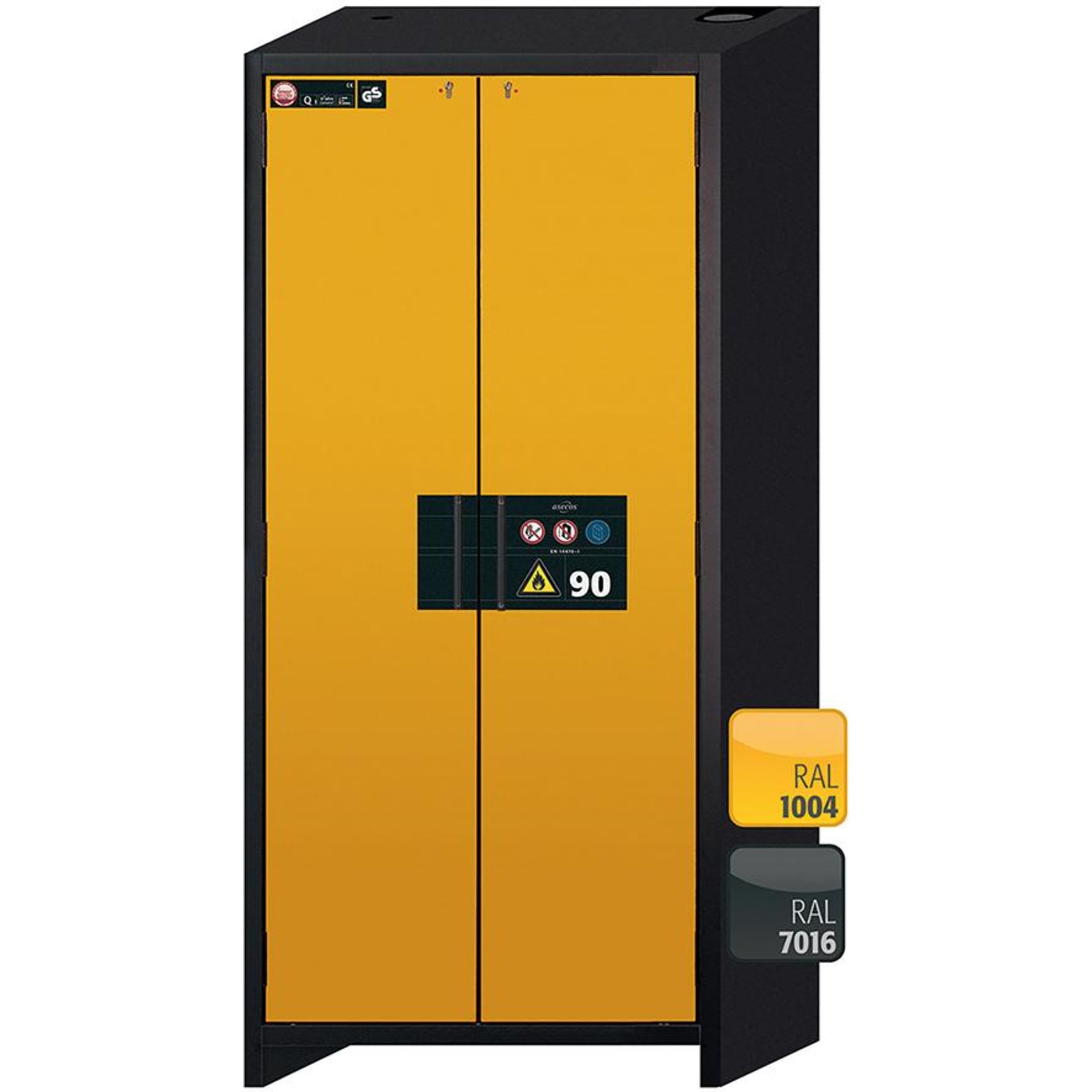 Gefahrstoffschrank Q-CLASSIC-90, mit 6 Auszugswannen