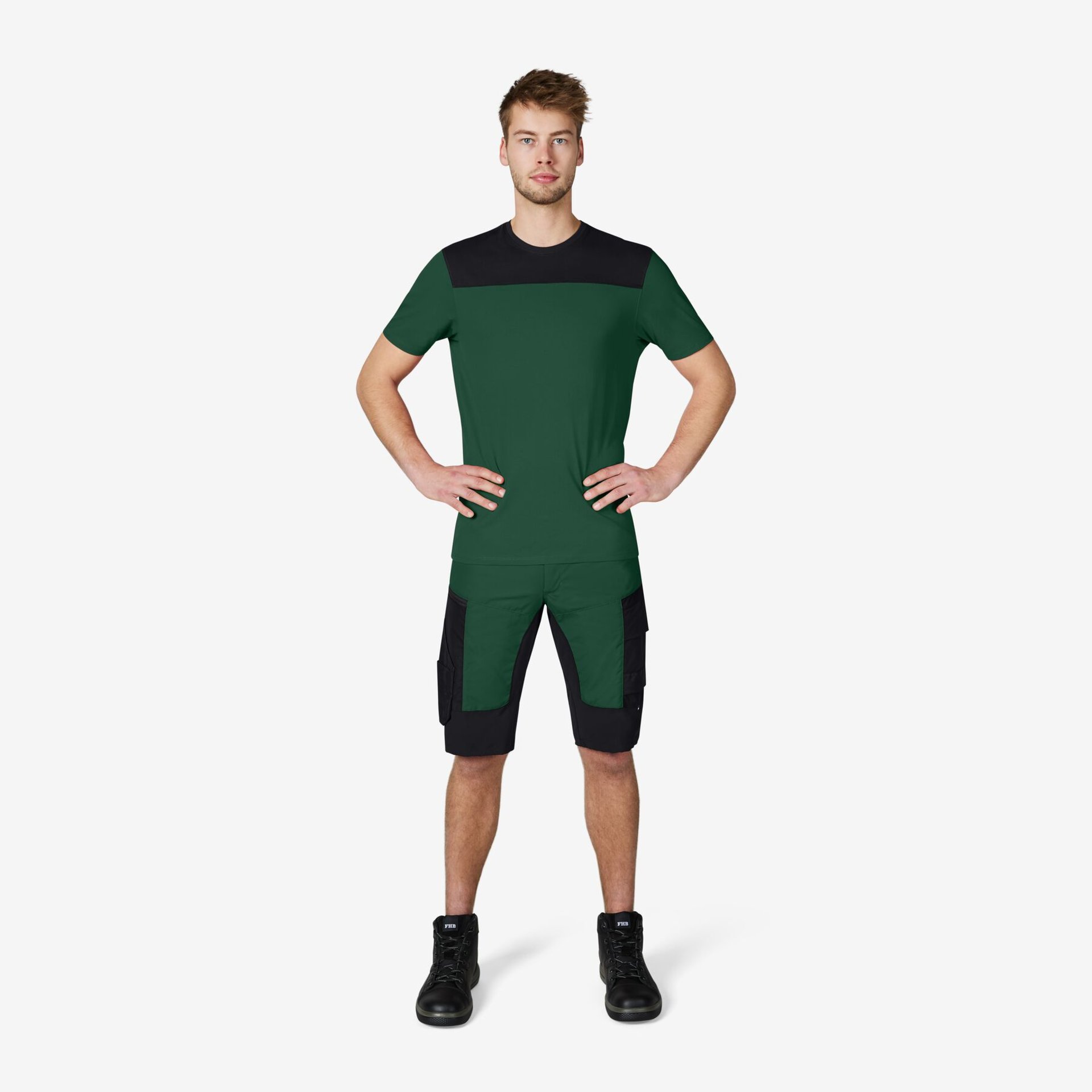 KIM Bermuda elastisch grün-schwarz 46