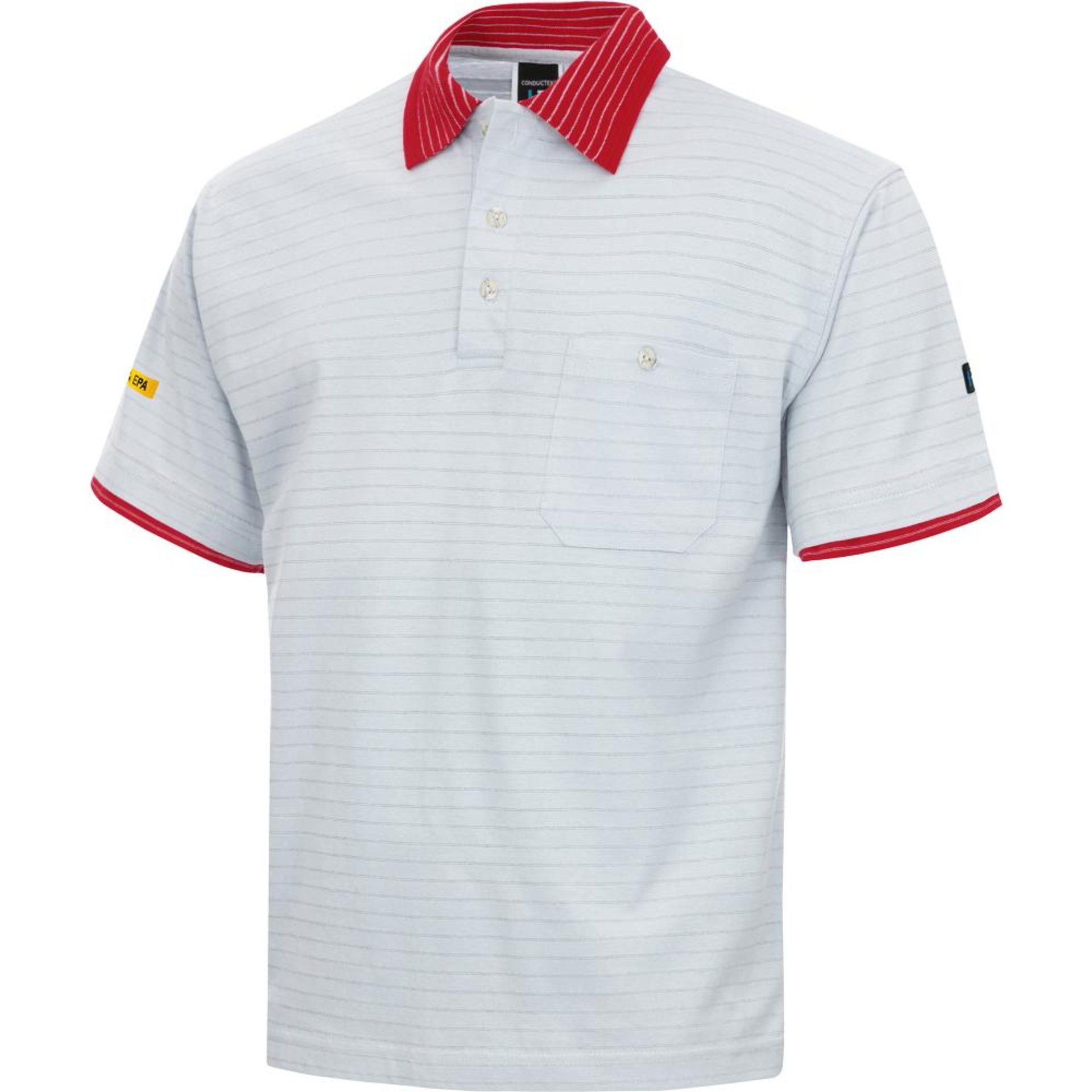 Poloshirt KA Conductex Cot.ESD,M,silbergr./rot