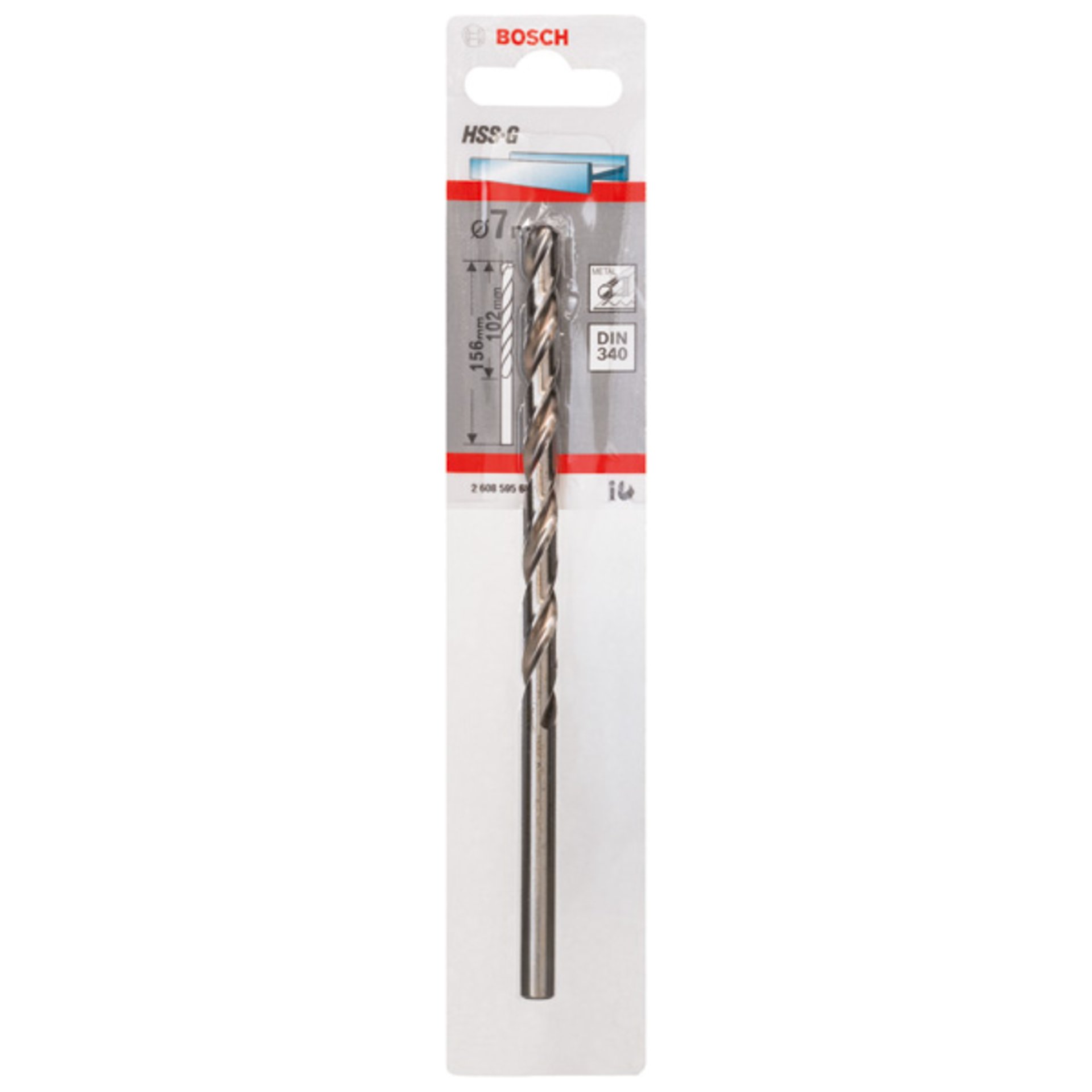Metallbohrer HSS-G, DIN 340, 7 x 102 x 156 mm, 1er-Pack