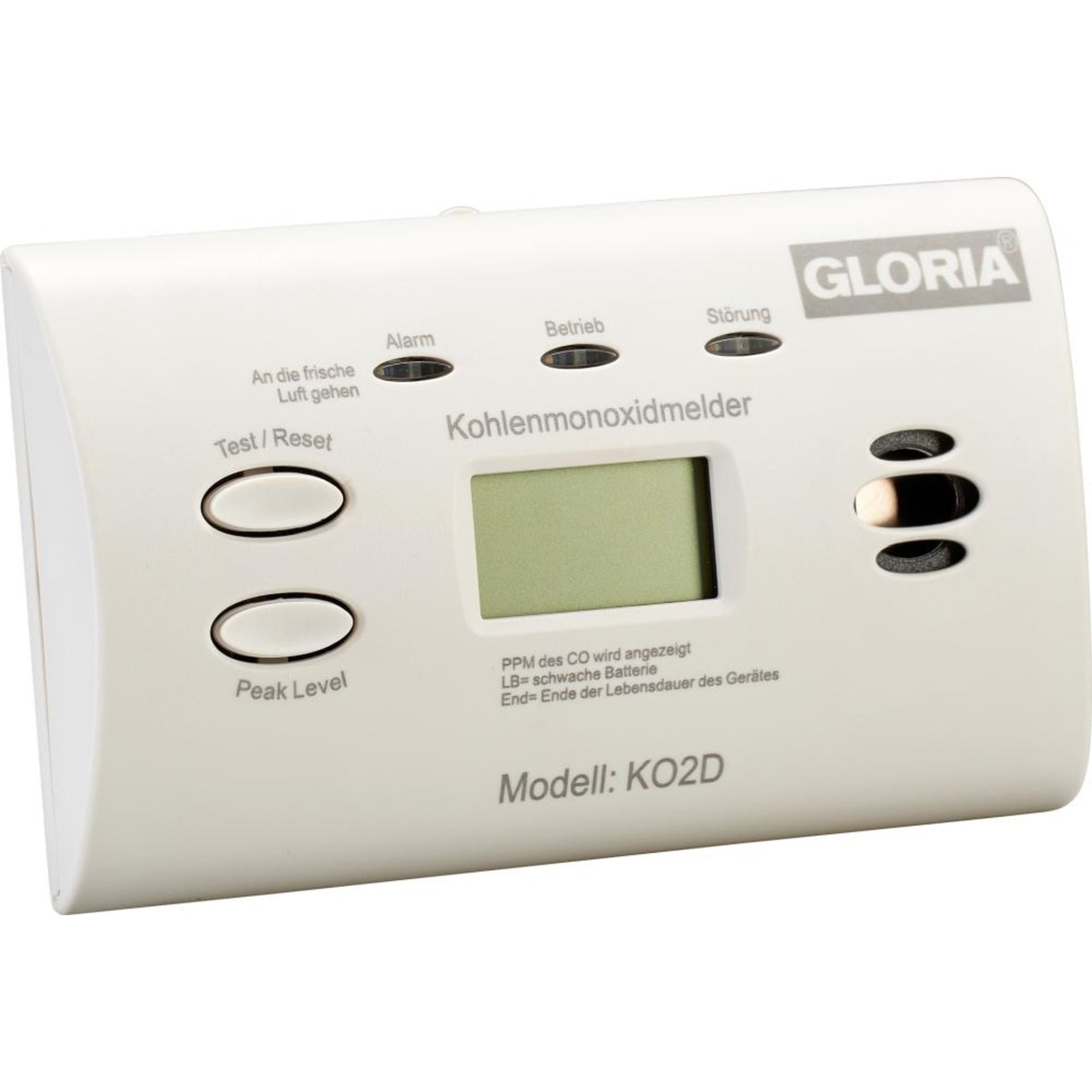 Kohlenmonoxidmelder KO2D mit Display B154xT44H80 mm Gloria