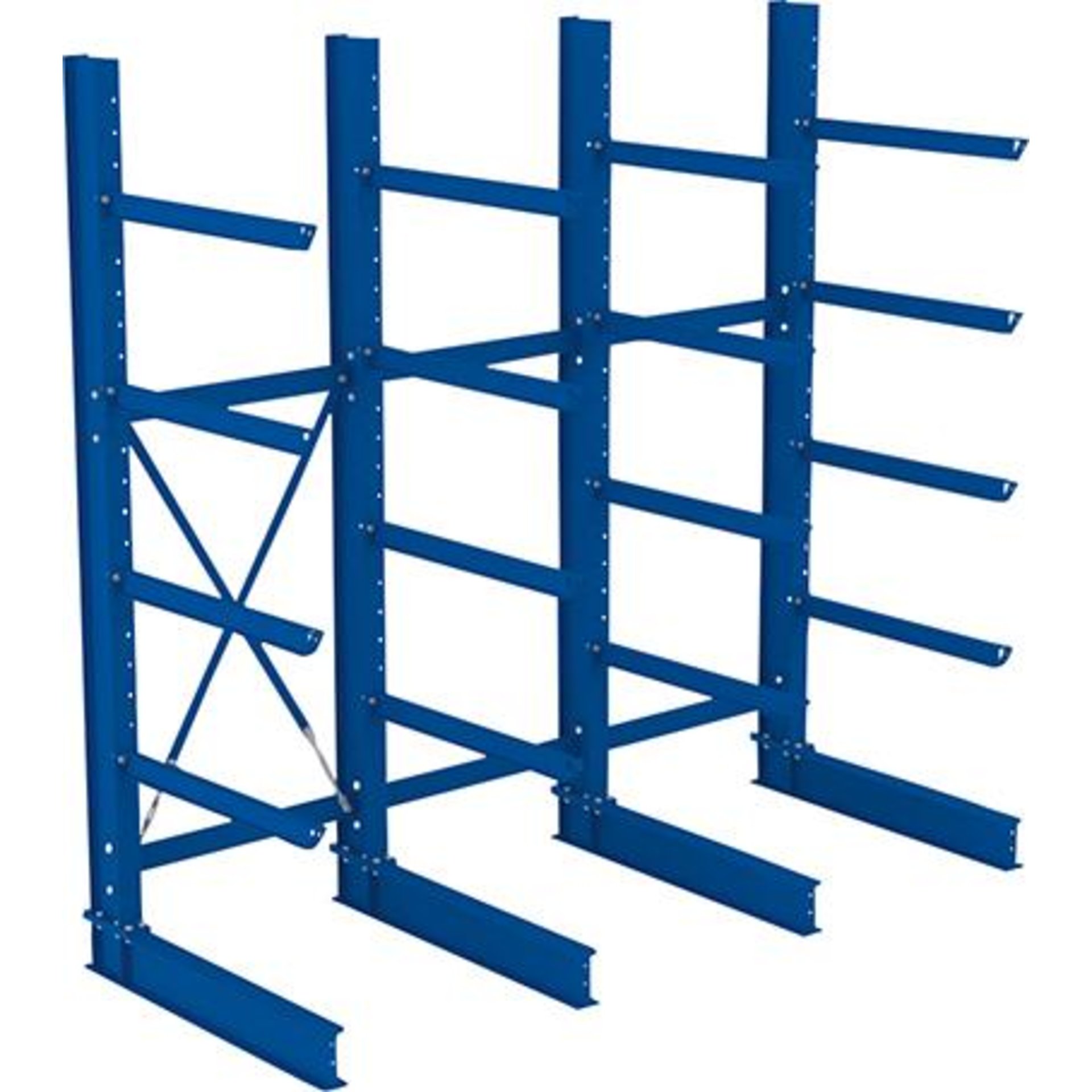 Kragarmregal H 3 Felder B3090xT1000xH3000 mm einseitig RAL 5010 5 Ebenen Traglast 2020kg