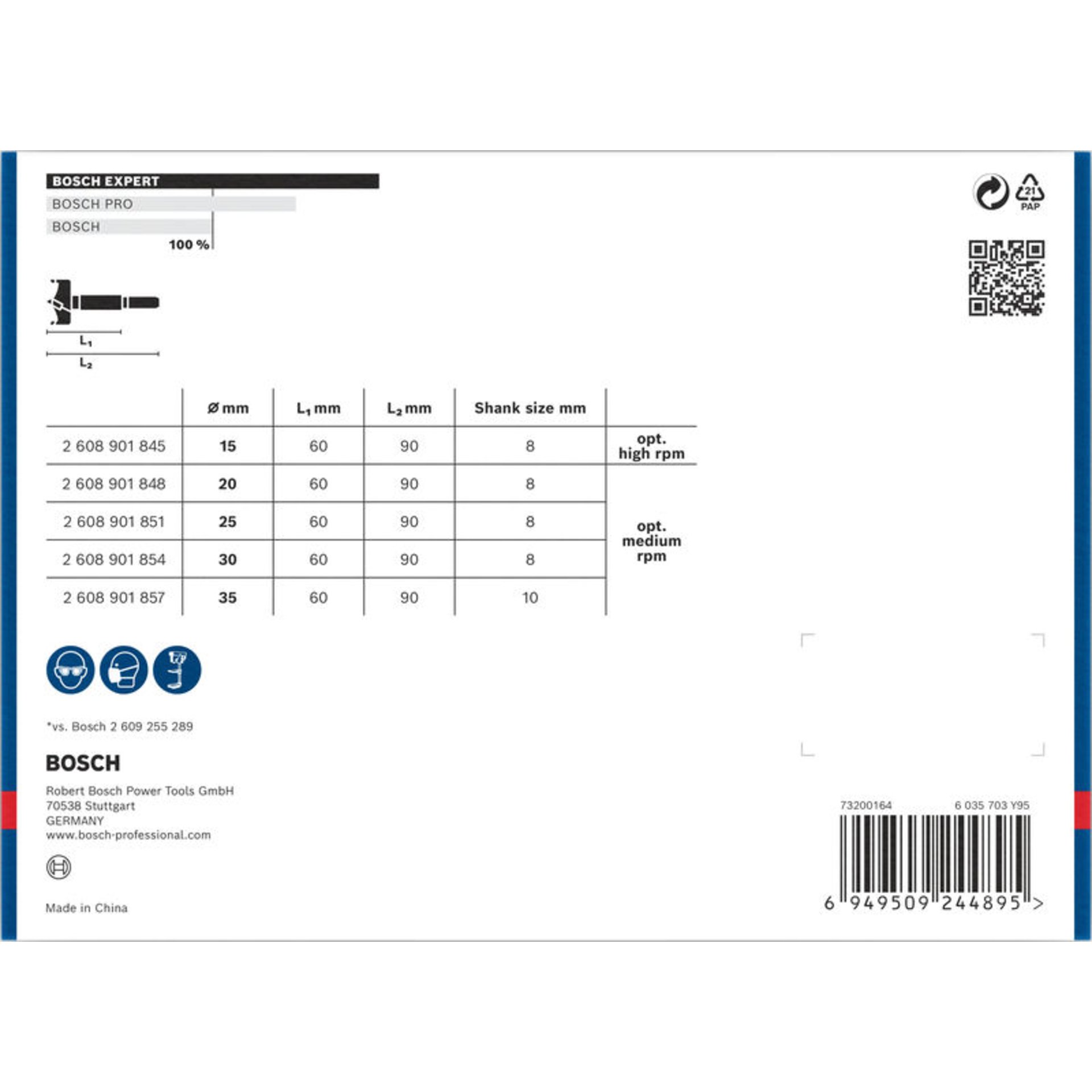 EXPERT Laminated Wood Scharnierlochbohrersatz, 15/20/25/30/35 x 60 x 90 mm, 5 St