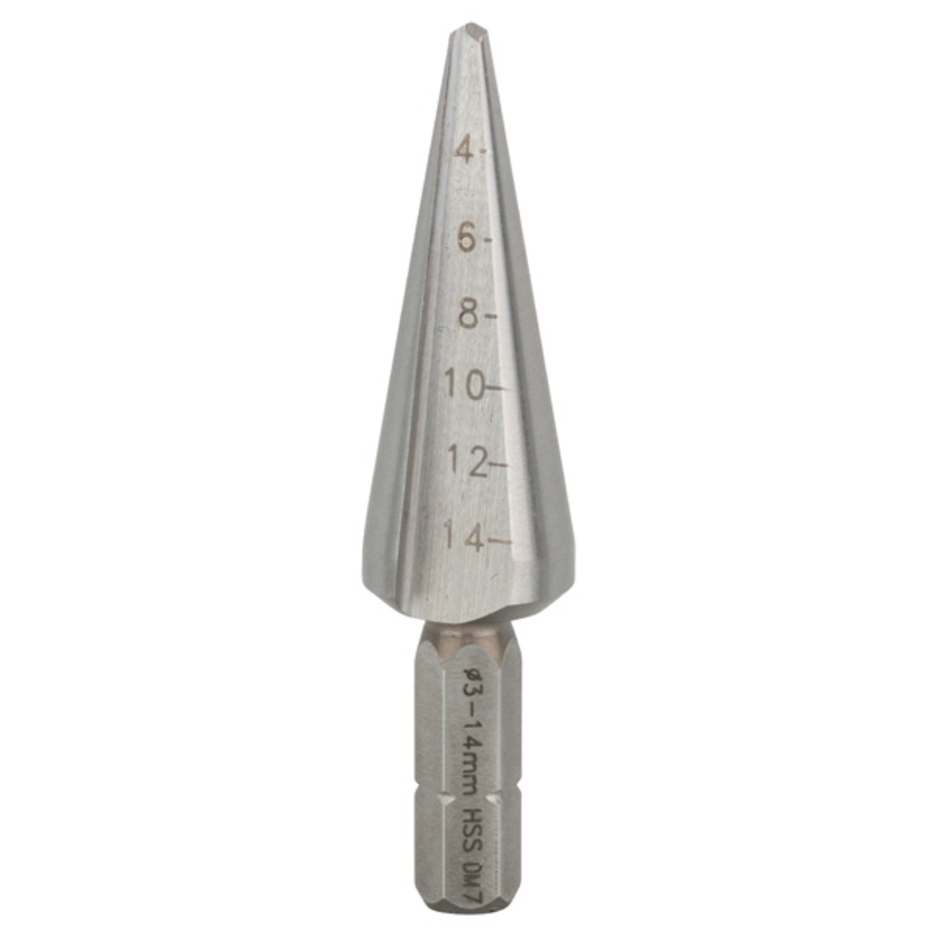 Blechschälbohrer HSS, Sechskantschaft, 3 - 14 mm, 60 mm, 1/4-Zoll