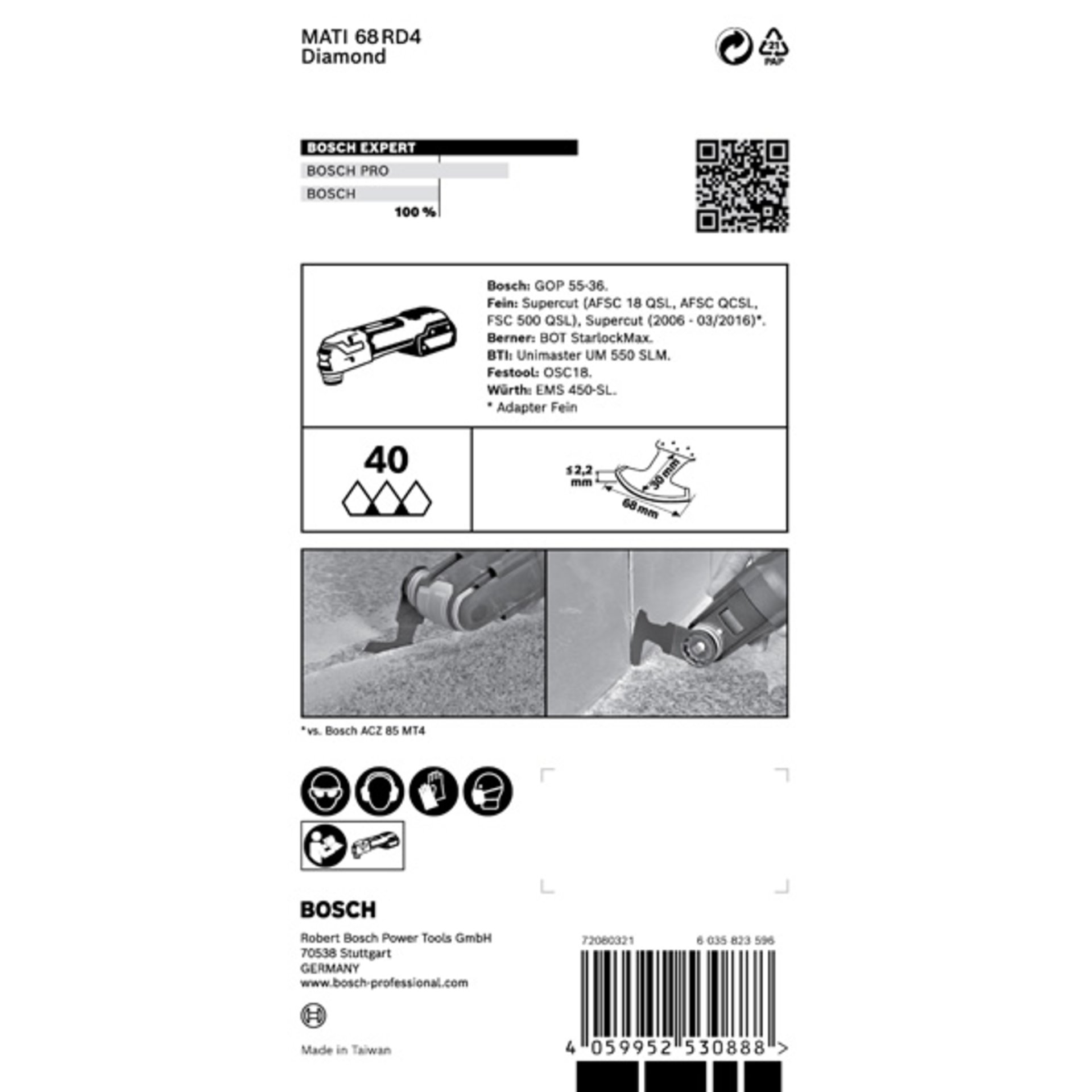 EXPERT Corner Blade MATI 68 RD4 Blatt für Multifunktionswerkzeuge, 68 x 30 mm
