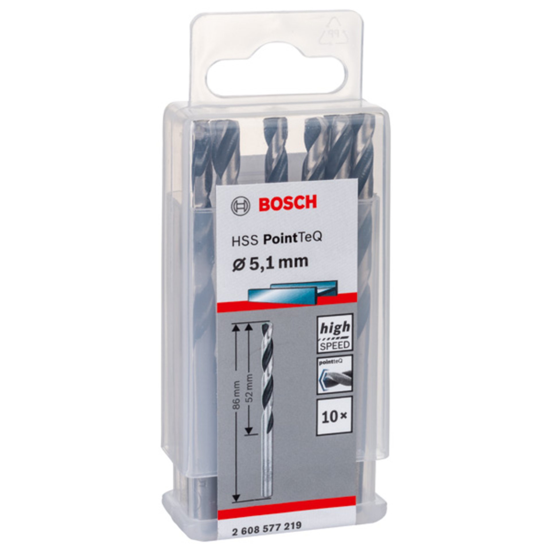 Metallspiralbohrer HSS PointTeQ, DIN 338, 5,1 mm, 10er-Pack