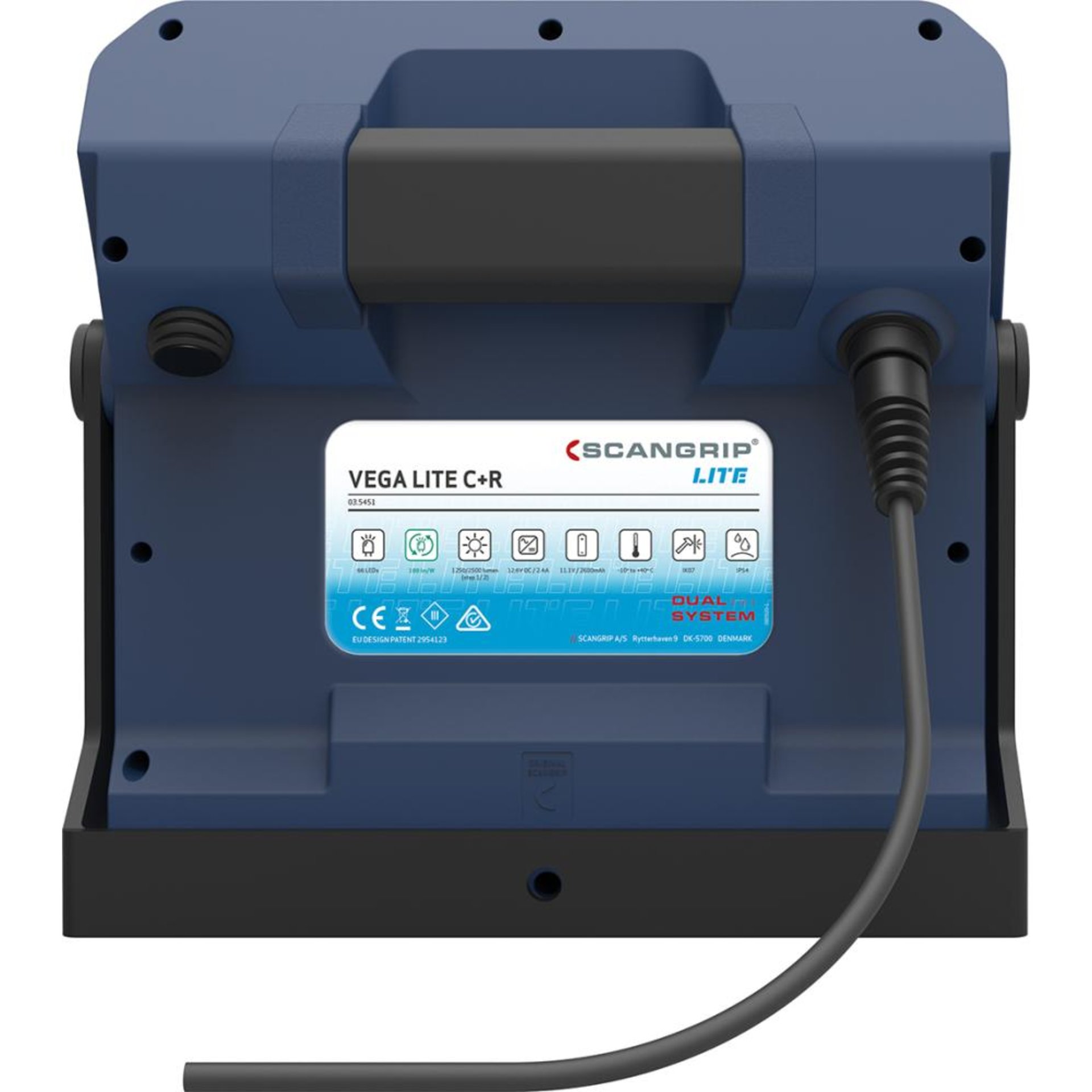 Baustrahler Dualsystem VegaLite 1500 C+R 750-2000Lumen SCANGRIP LITE