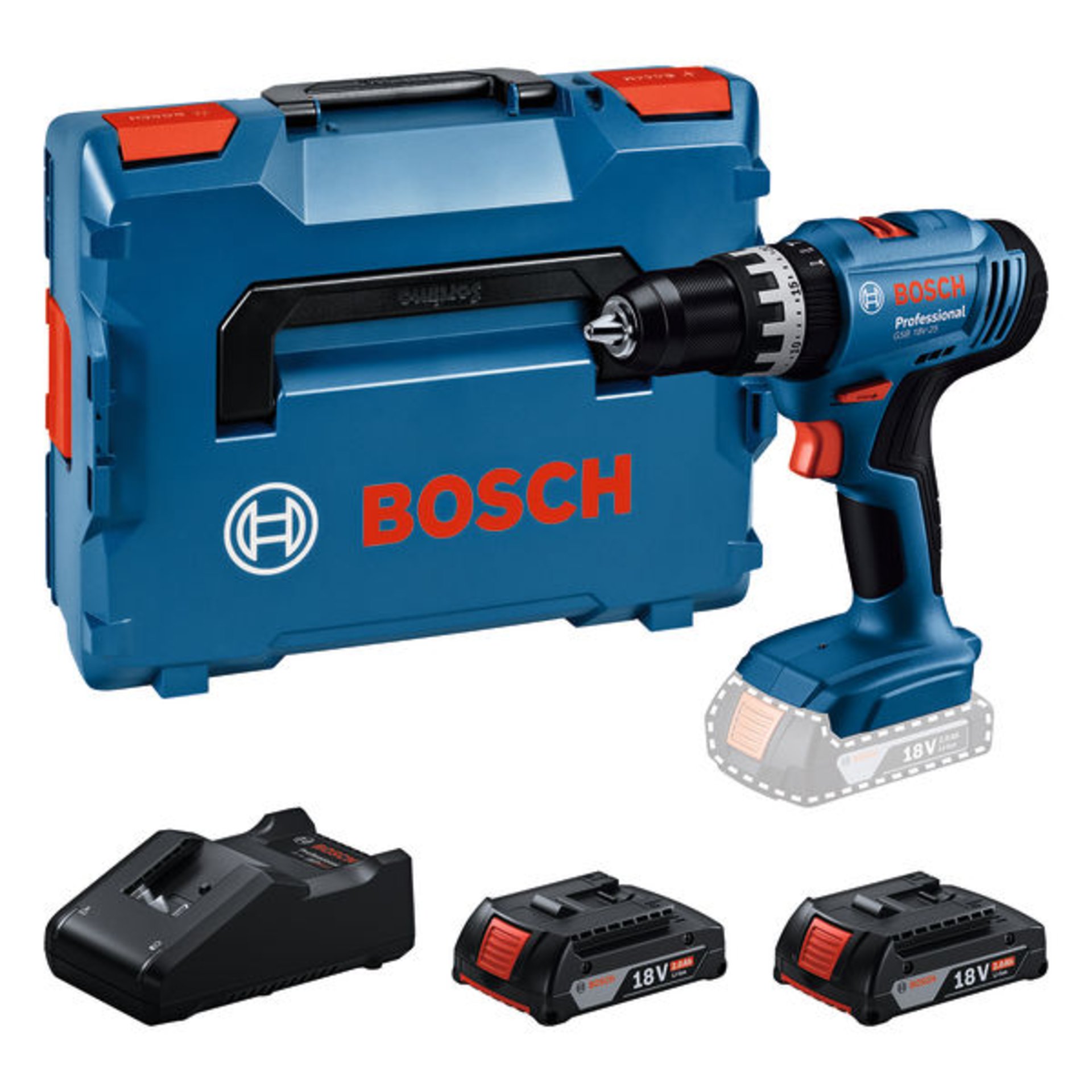 Akku-Schlagbohrschauber GSB 18V-25, 2 x Akku GBA 18V 2.0Ah in L-BOXX