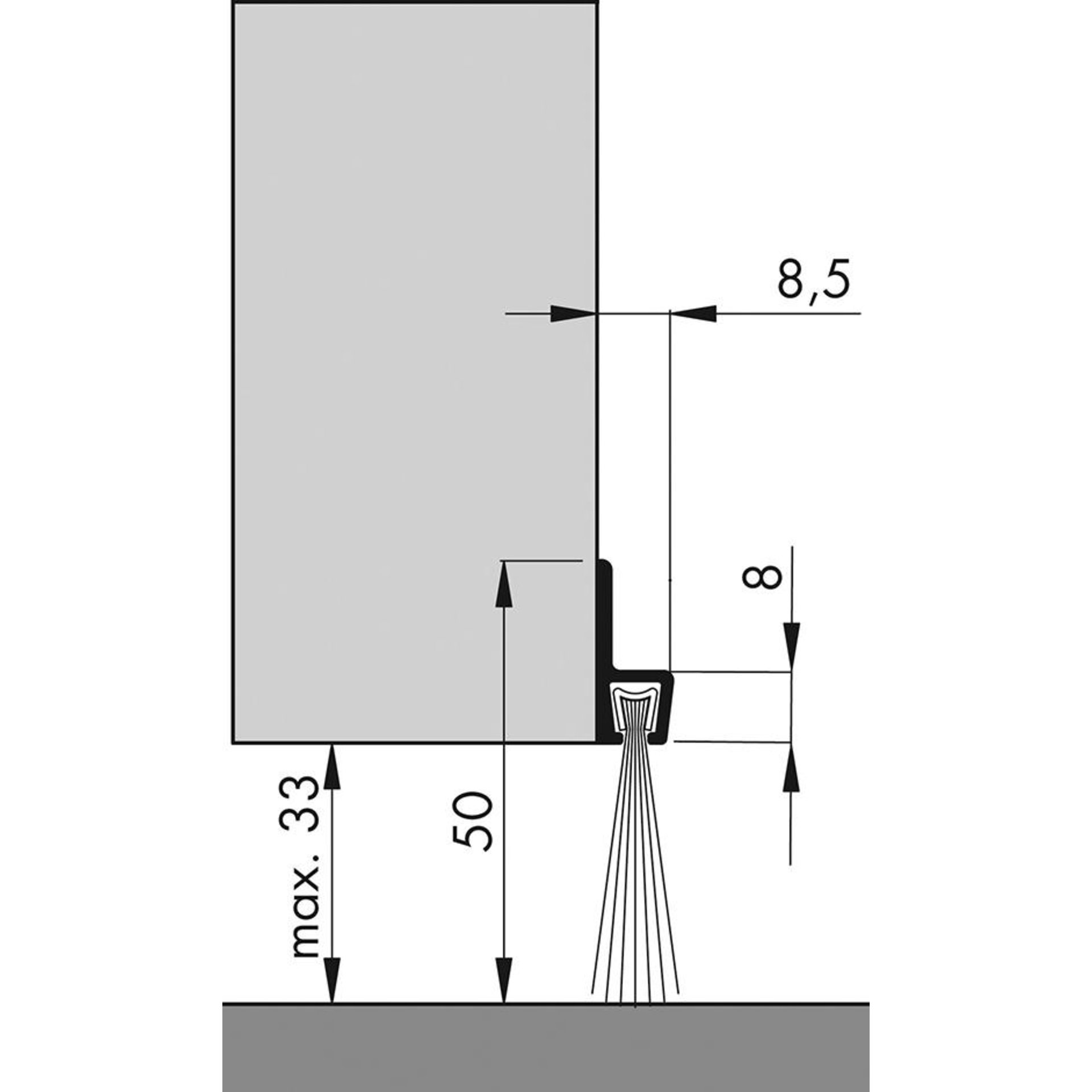 Türbodendichtung alu IBS 50 100cm m.PP Bürste ELLEN
