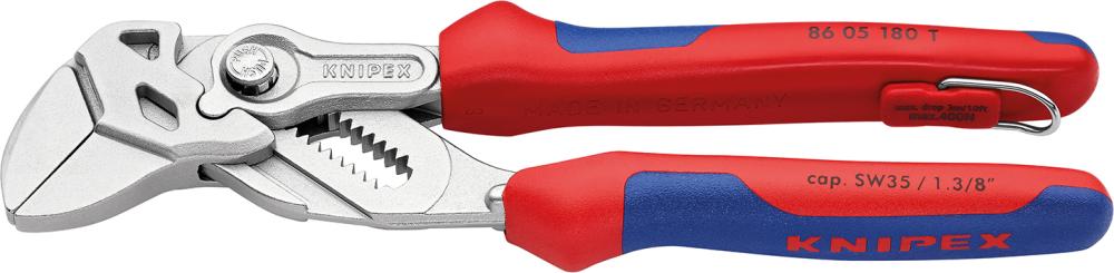 Knipex Zangenschlüssel verchromt mit Sicherheitsöse und 2-Komponenten-Griffen 180mm Knipex Zangenschlüssel verchromt mit Sicherheitsöse und 2-Komponenten-Griffen 180mm
