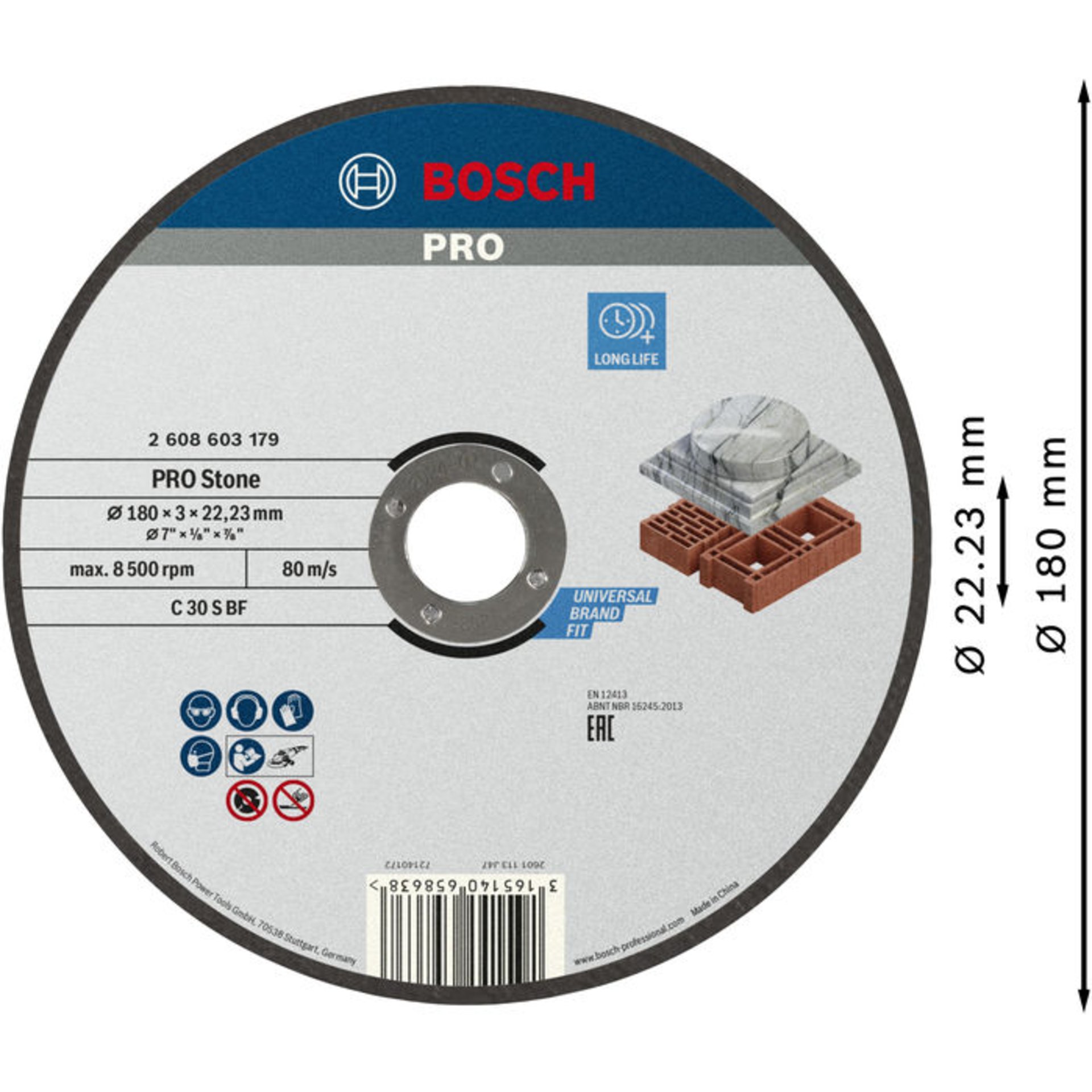PRO Stone Trennscheibe, 180 x 3 x 22.23 mm, gerade