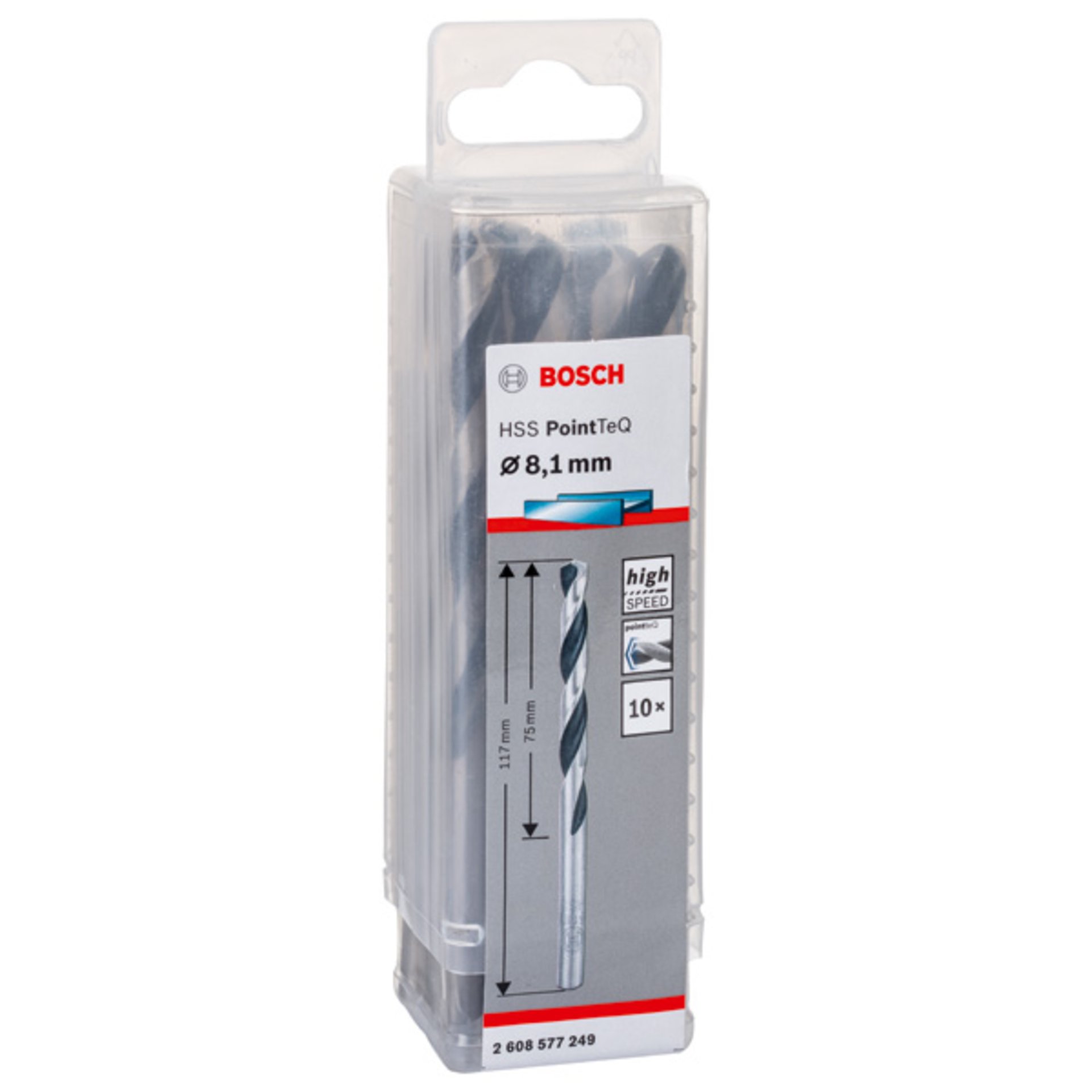 Metallspiralbohrer HSS PointTeQ, DIN 338, 8,1 mm, 10er-Pack