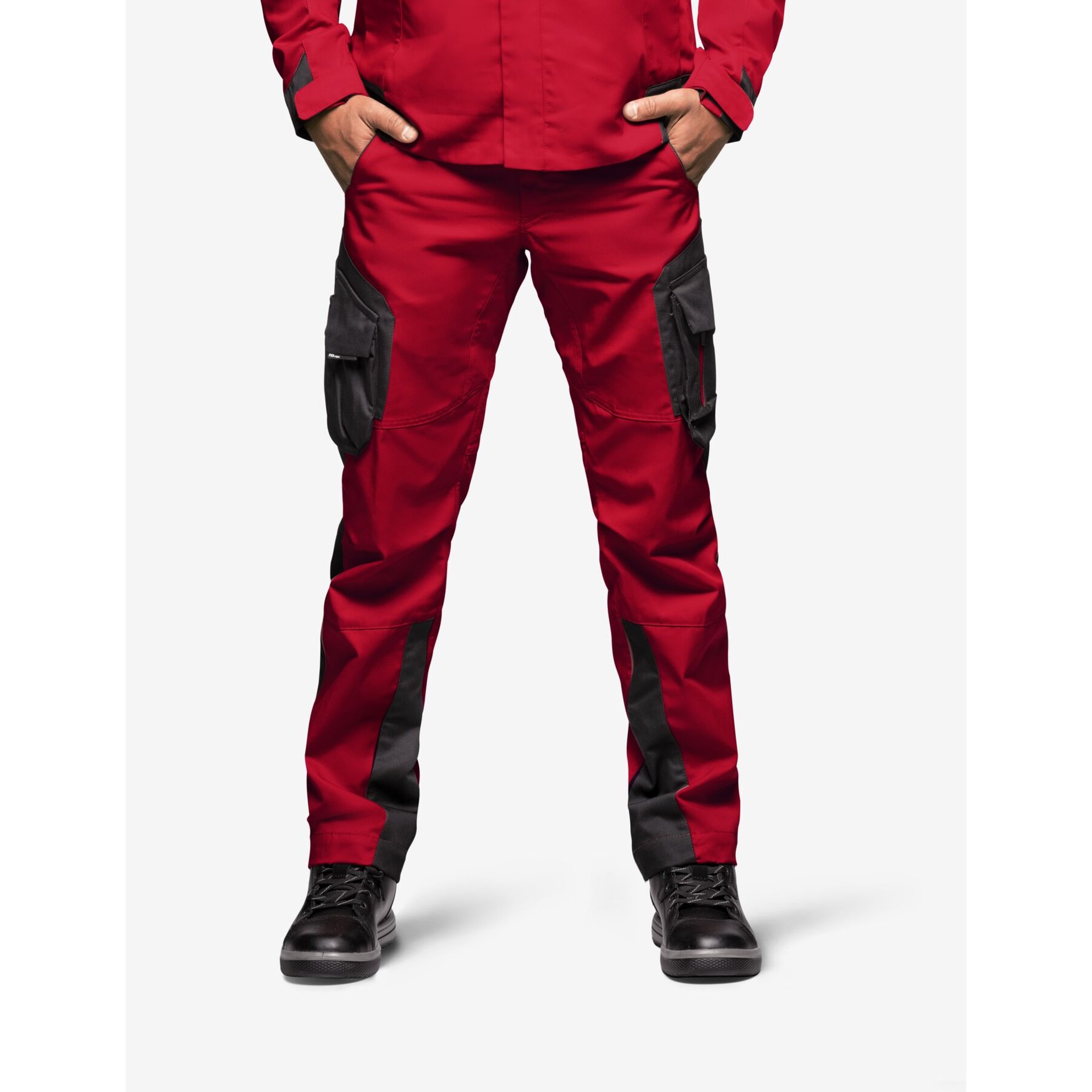 FABIAN Arbeitshose rot-schwarz 46