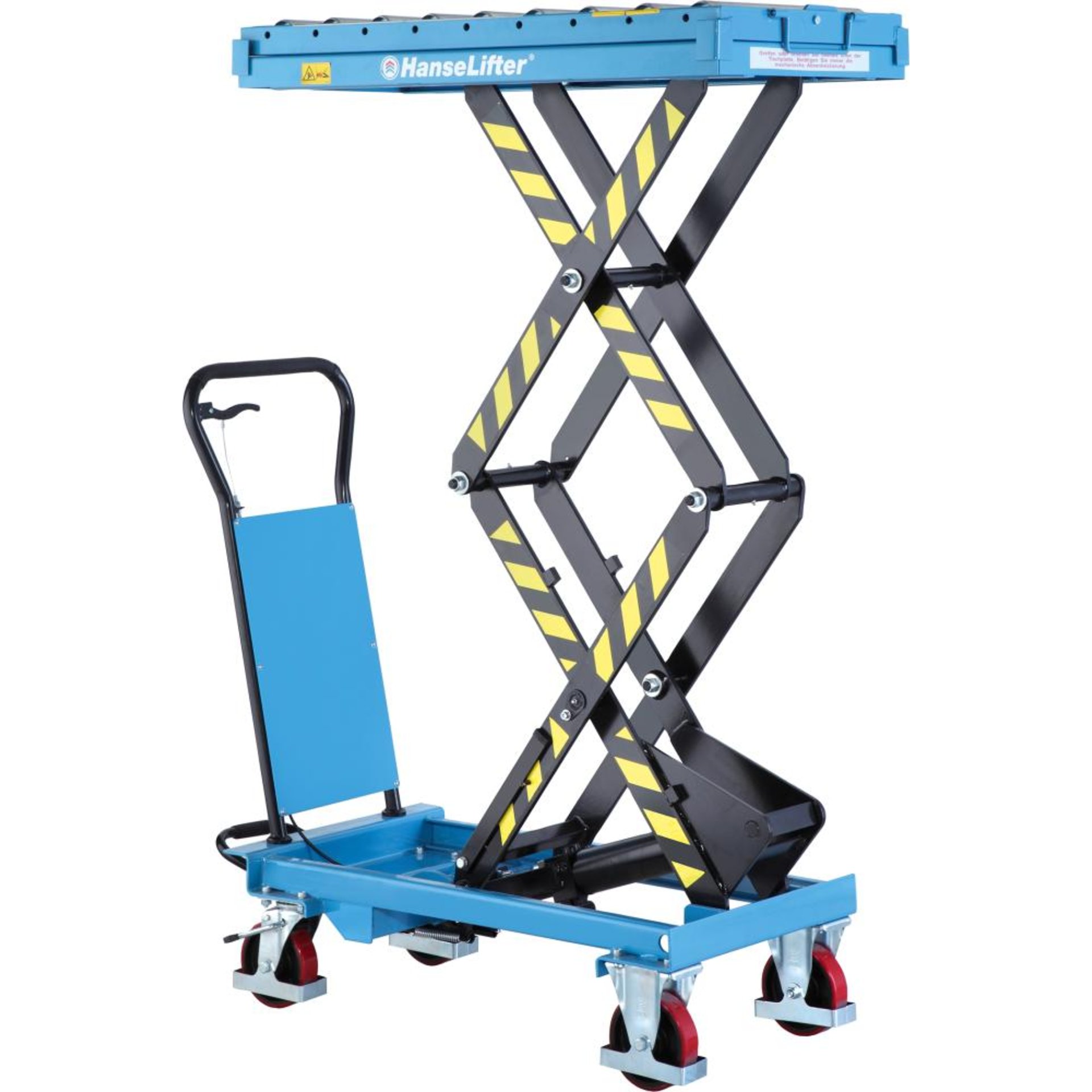 Hubtischwagen m. Rollenb.Tischmaß: 1025x535 300 kg Tragfähigkeit