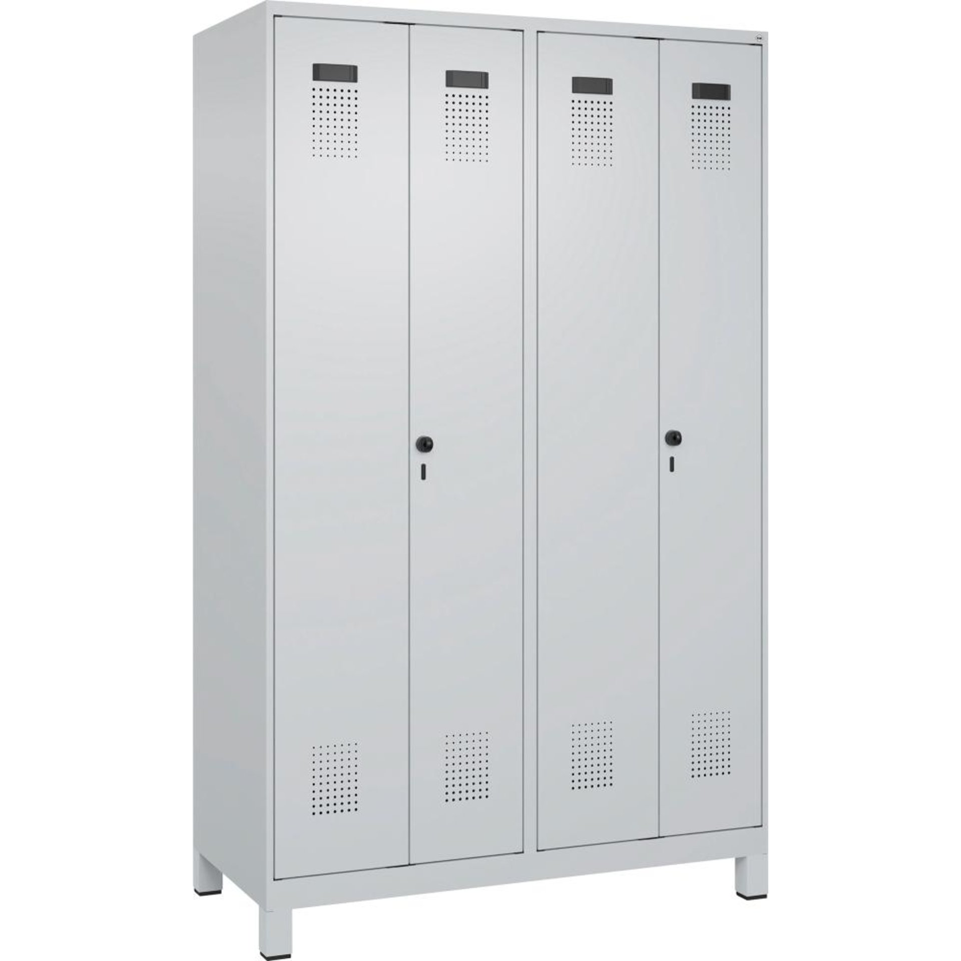 S/W-Gard.-Schrank EVOLO mit 100 mm hohen Füßen RAL 7035/7035, 4 Abteile B1200xT500xH1950mm