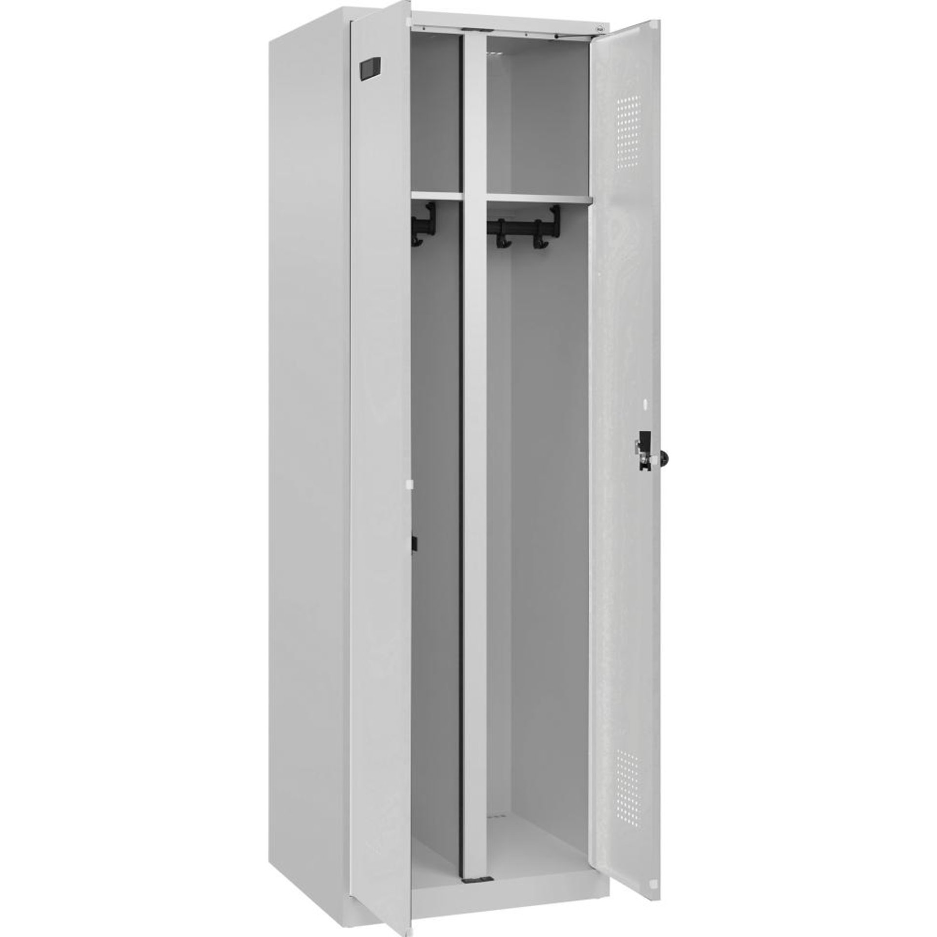 S/W-Gard.-Schrank EVOLO bodenstehend RAL 7035/5012, 2 Abteile B600xT500xH1850mm