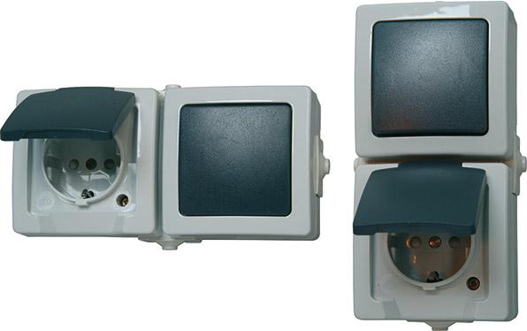 Kombination AP/FR senkr. A/W+Steckd.,Nautic grau Kombination AP/FR senkr. A/W+Steckd.,Nautic grau