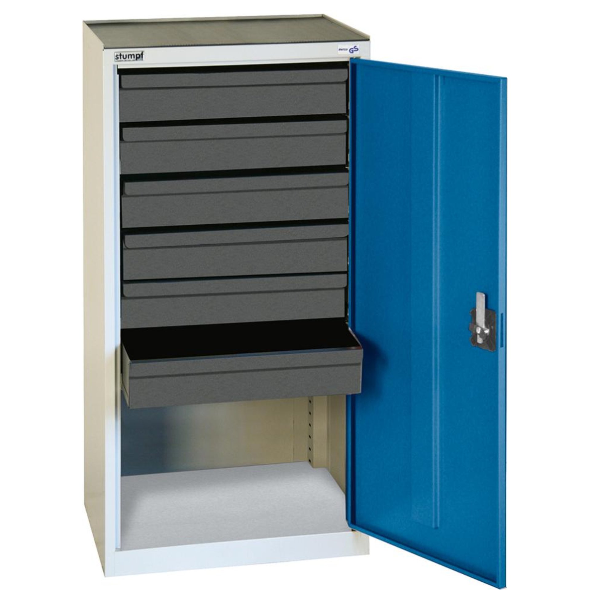 Beistellschrank B500xT500xH1000 mm RAL 7035/5010 6 Schubladen
