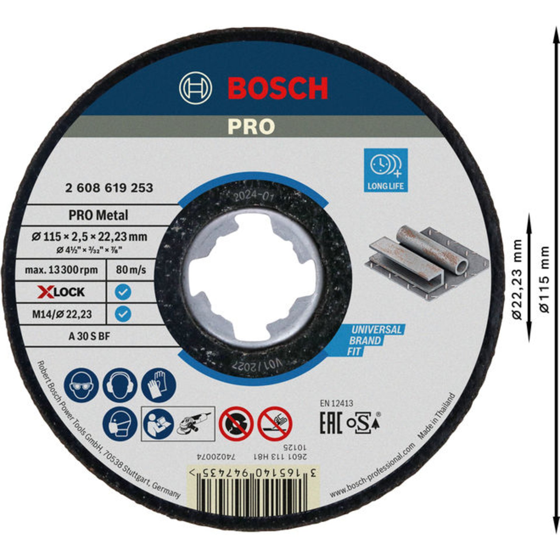 PRO Metal X-Lock Trennscheibe, 115 x 2.5 x 22.23 mm, gerade, oSa