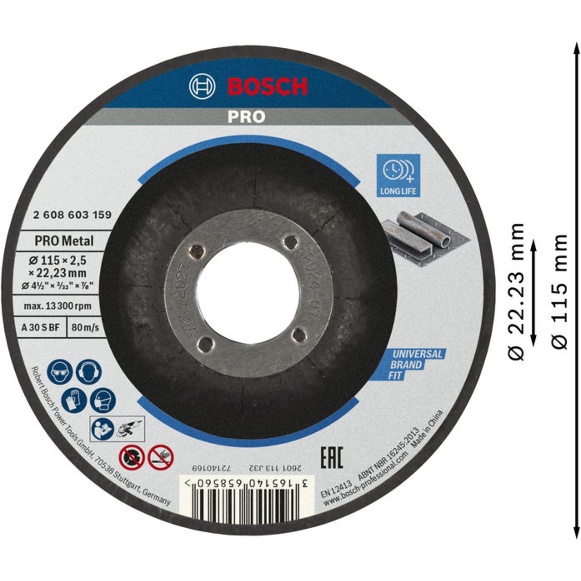 PRO Metal Trennscheibe, 115 x 2.5 x 22.23 mm, gekröpft