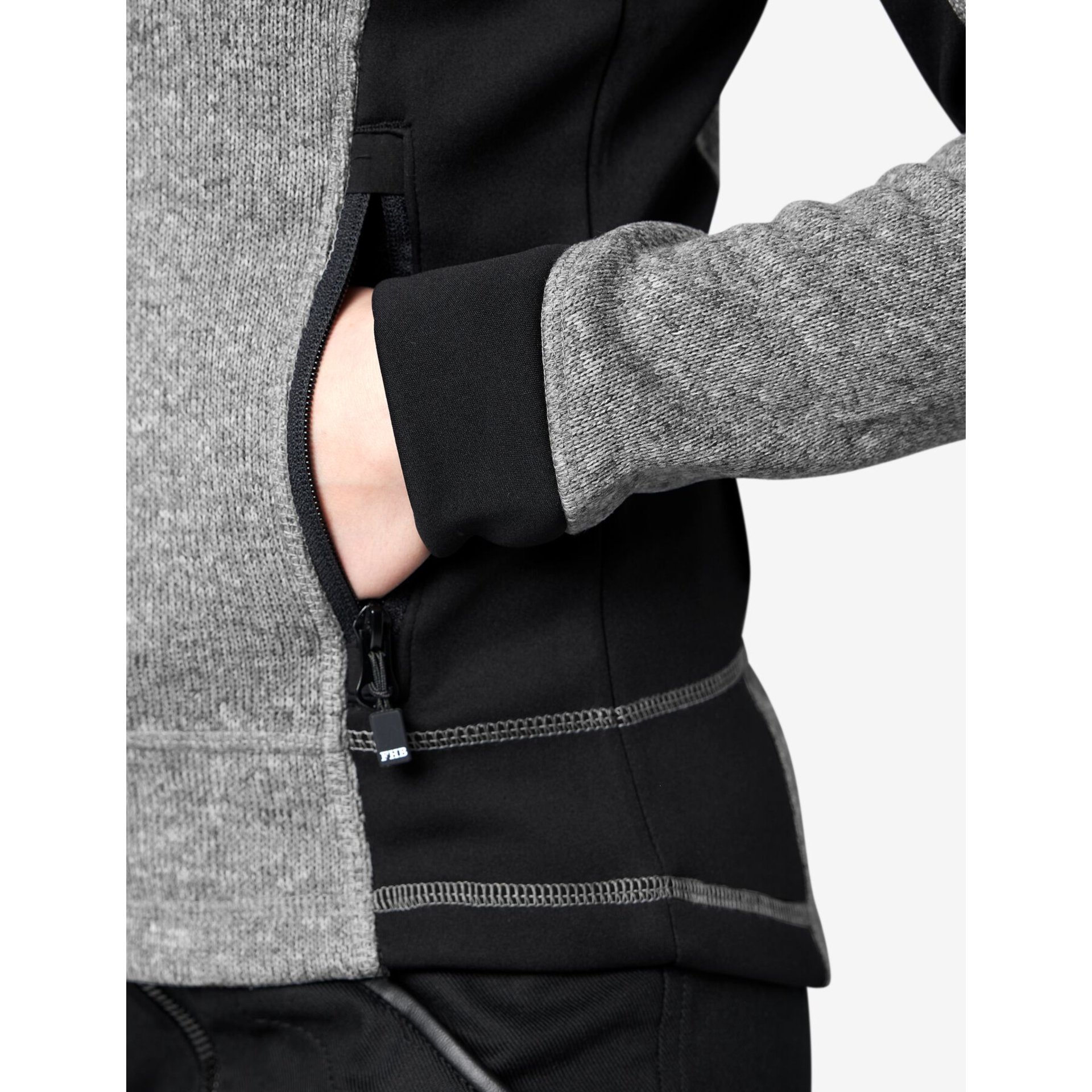 MARIEKE Strick-Fleece-Jacke Damen grau-schwarz XL