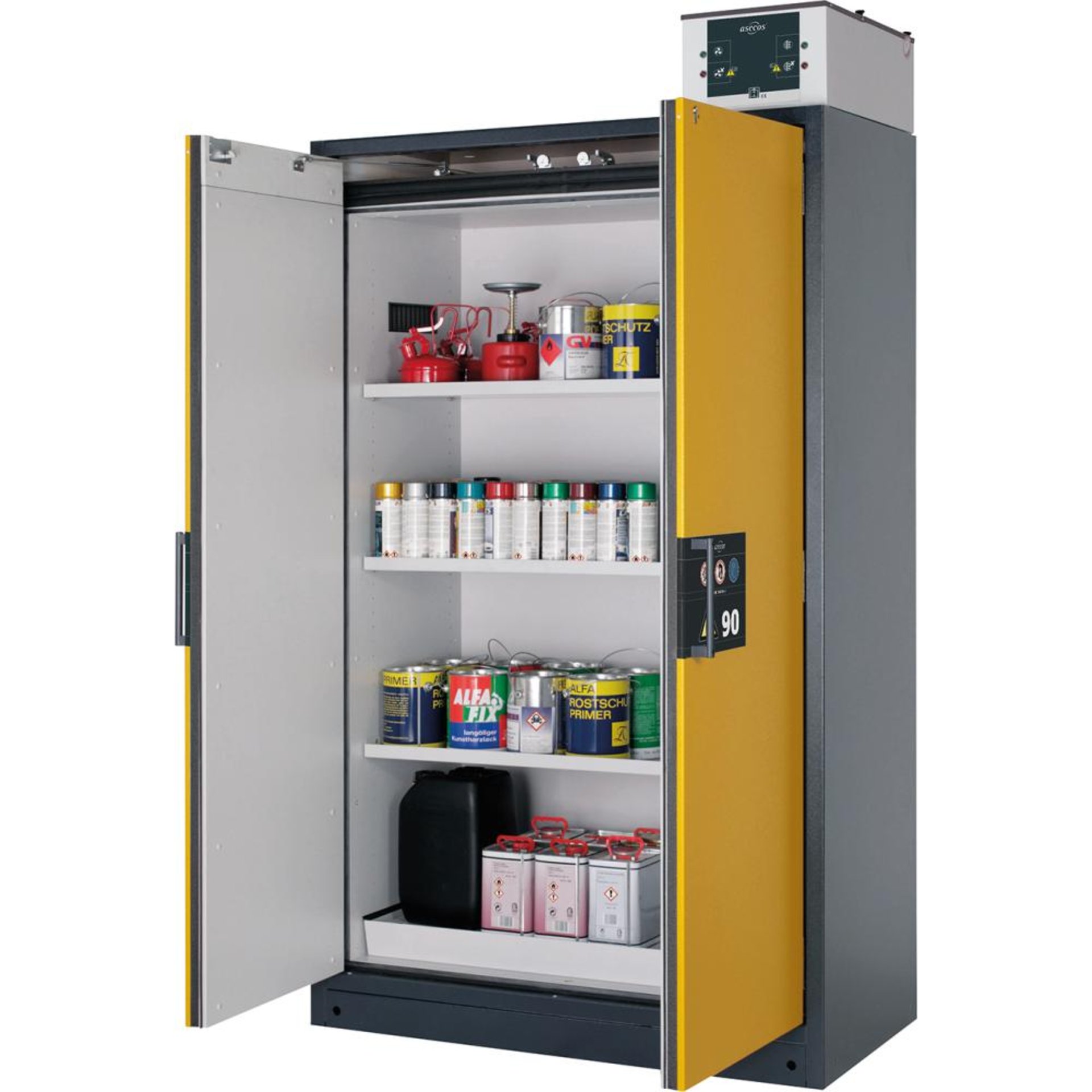 Gefahrstoffschrank Q-CLASSIC-90, mit 3 Fachböden