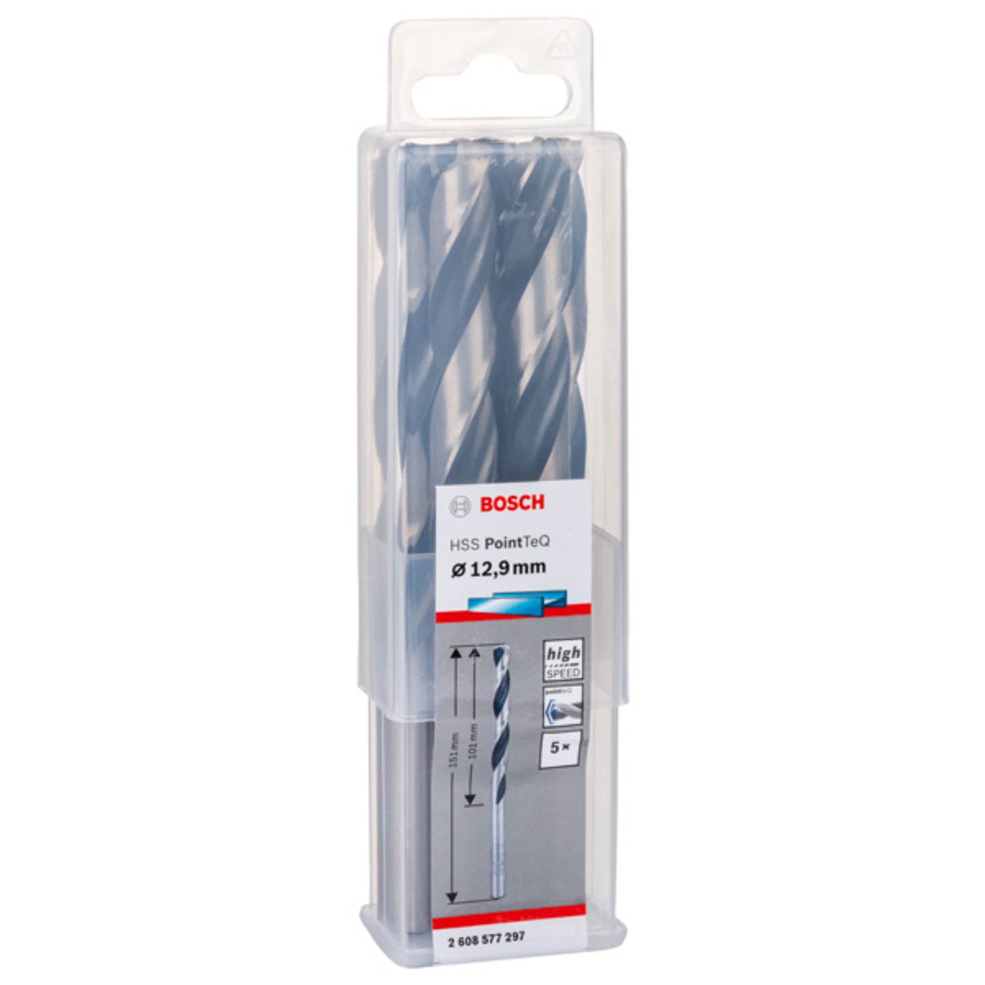 Metallspiralbohrer HSS PointTeQ, DIN 338, 12,9 mm, 5er-Pack