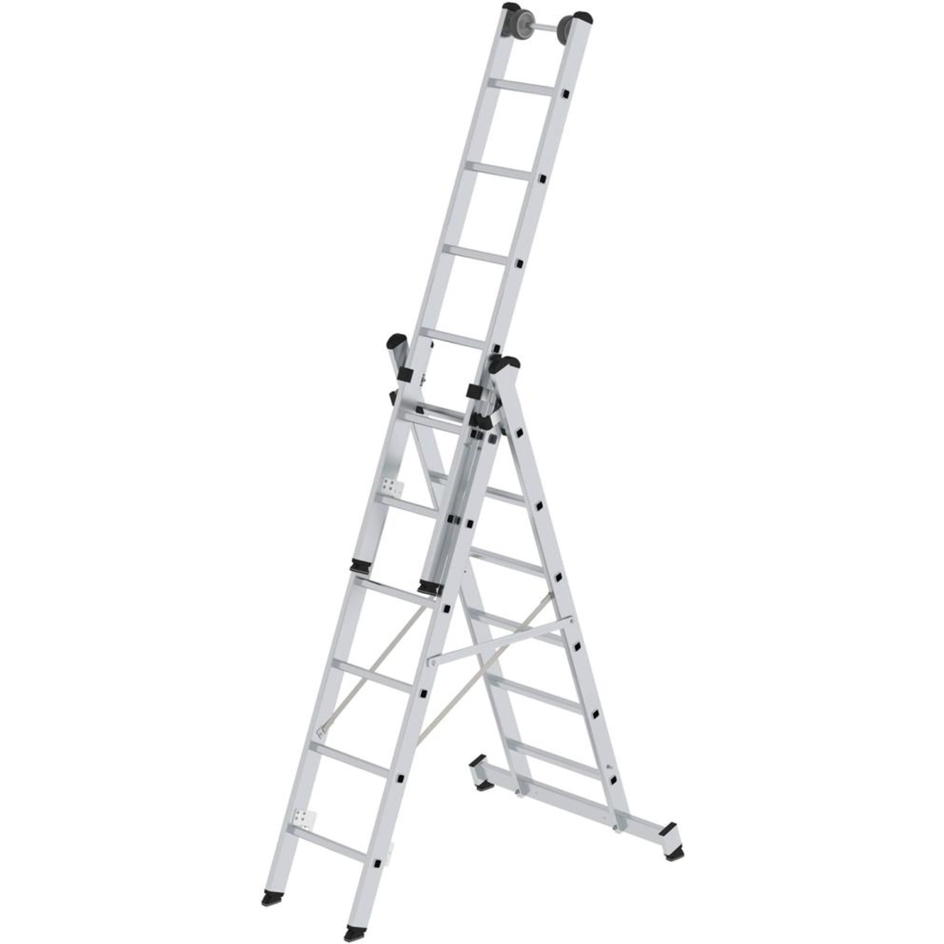 Alu-Mehrzweckleiter 3x6 Sprossen Leiterlänge 1,94 m Arbeitshöhe bis 5,20 m