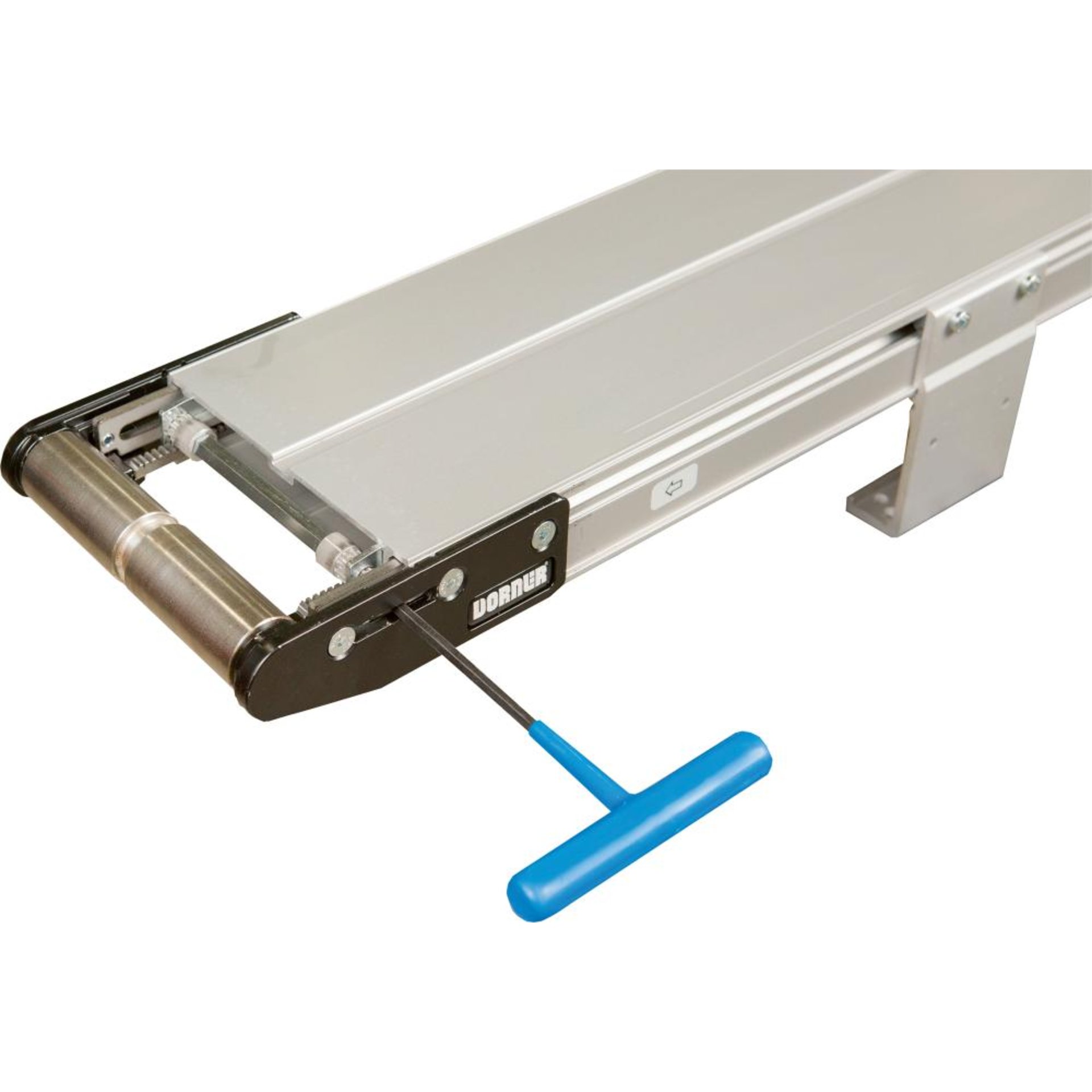 Alu-Flachförderband 2200 petrol Gurtbreite 305 mm Achsabstand 1500 mm max. Bandbelastung 30kg