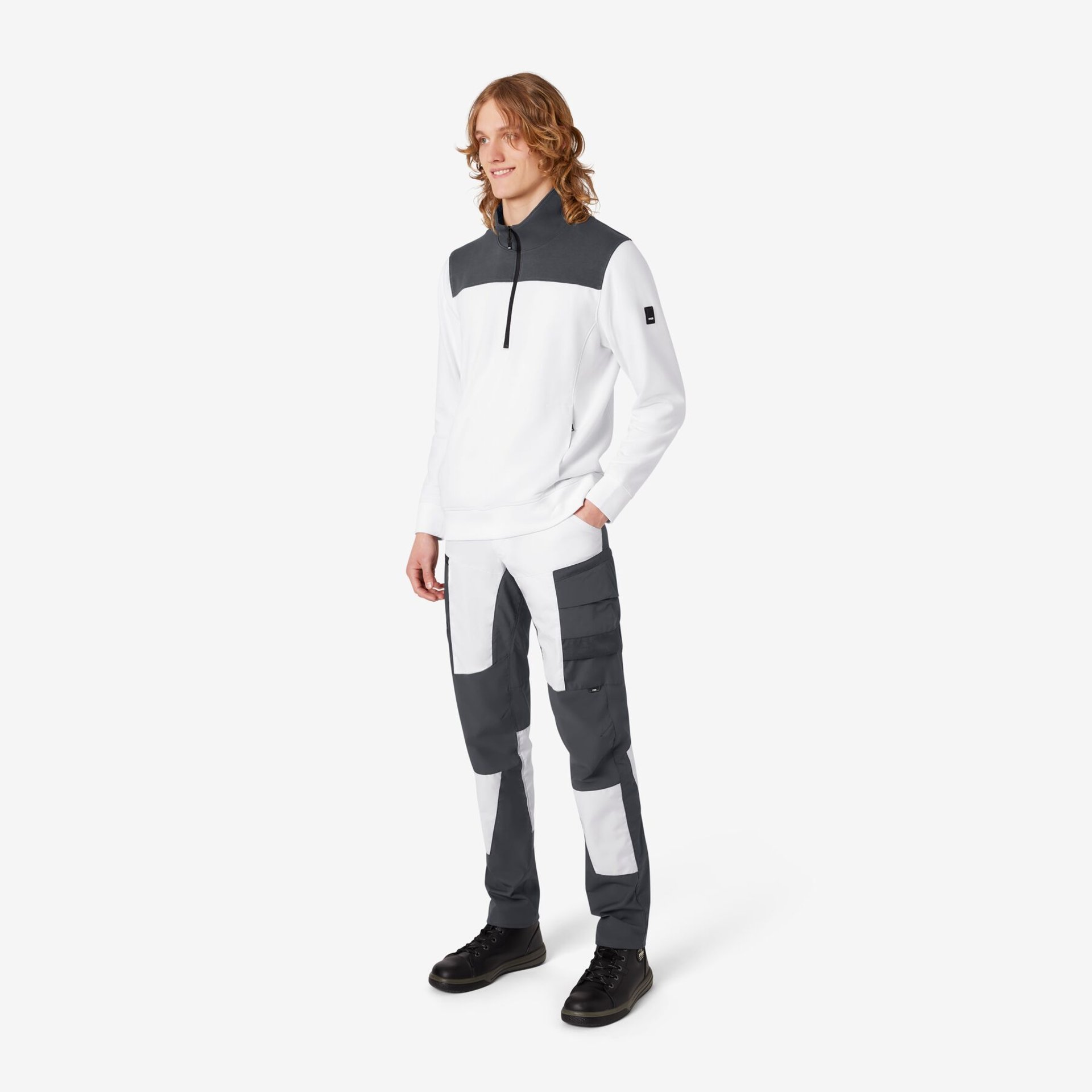 ROB Zip-Sweatshirt unisex weiß-anthrazit L