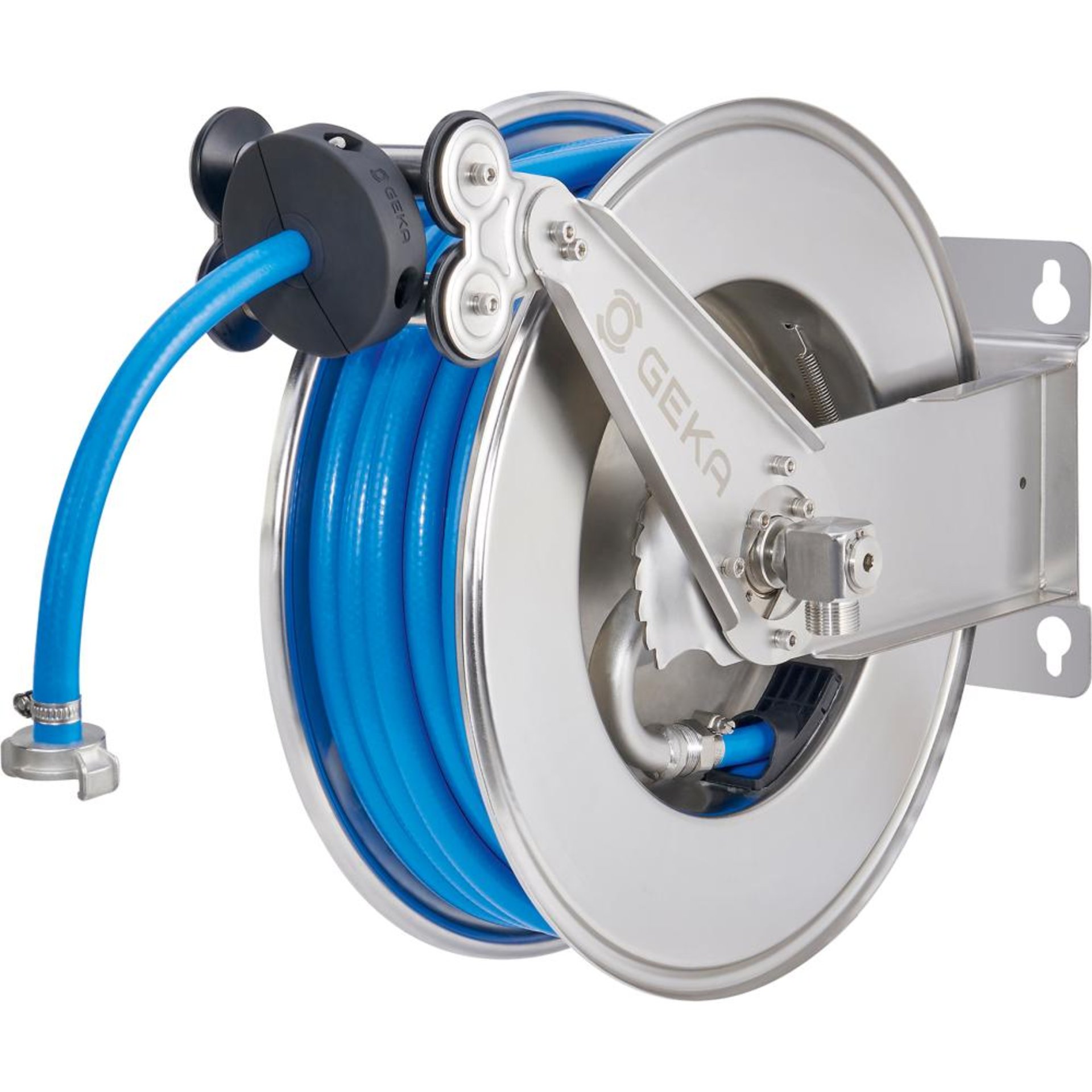 GEKA plus automatischer Schlauchaufroller EA15KSKEdelstahl, inkl. 20m DVGW-Schlauch 1/2" & Arm.