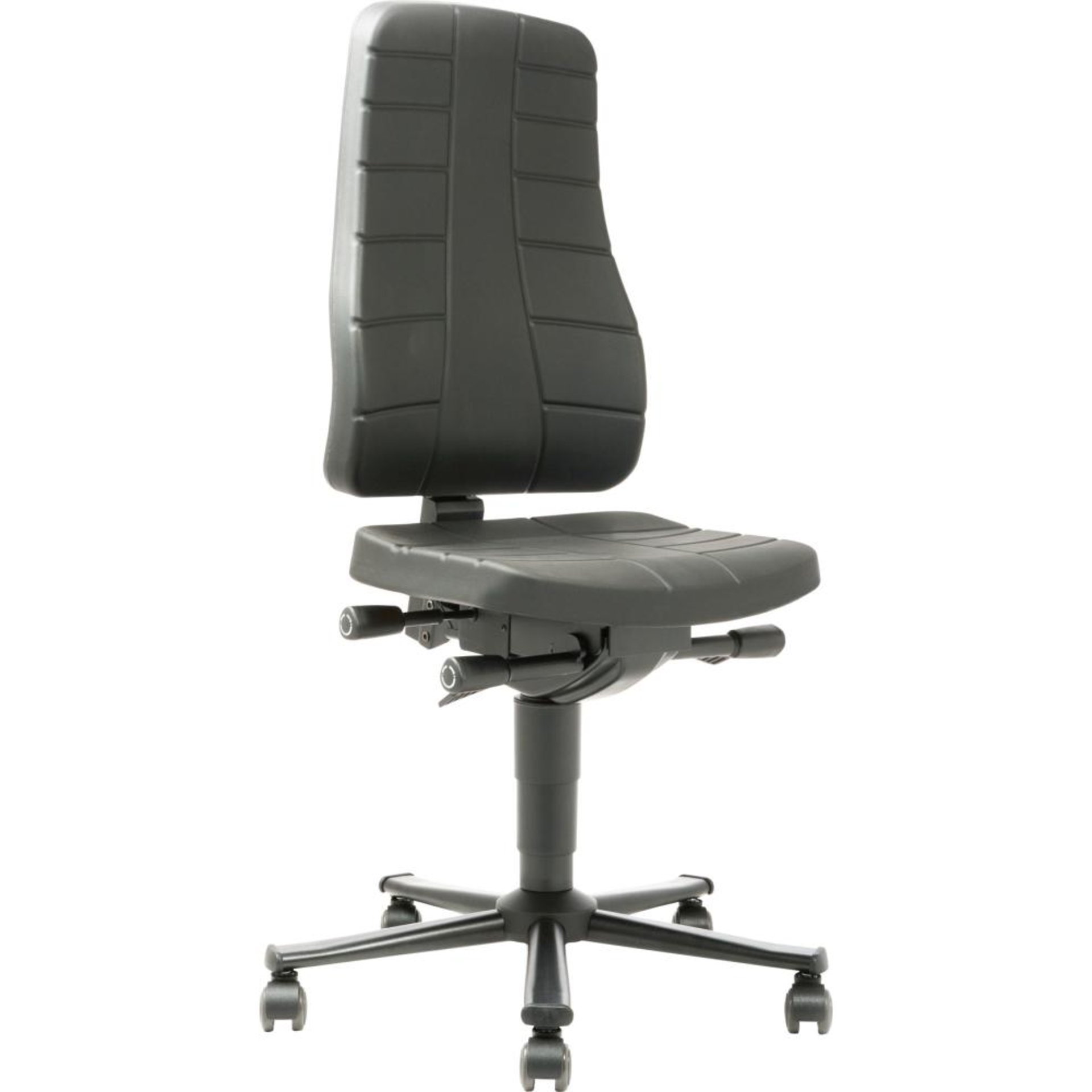 Bimos Arbeitsstuhl 9643-2000 All-In-One 2 Sitzhöhe 450-600 mm mit Rollen, PU schwarz