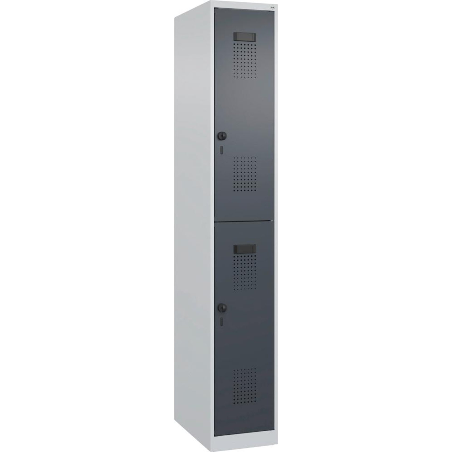 Doppelst. Schrank EVOLO bodenstehend RAL7035/7016, 1x2Abteile B300xT500xH1850mm