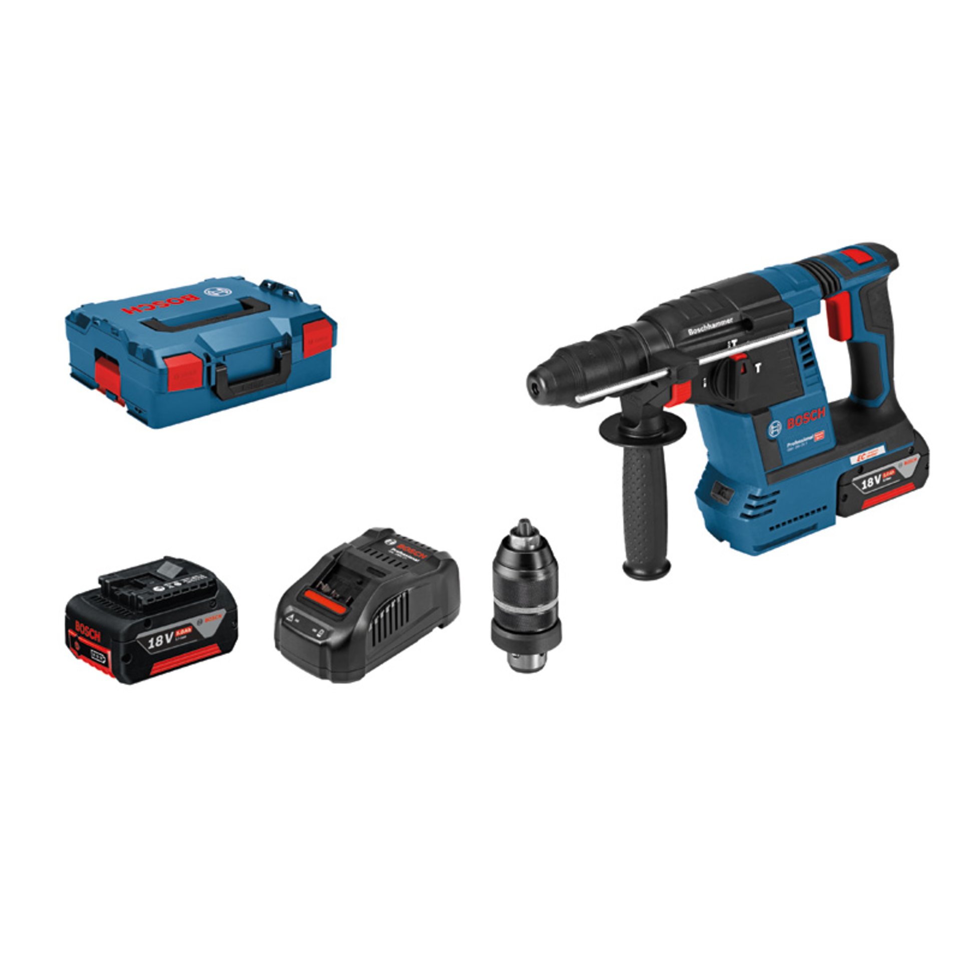 Akku-Bohrhammer mit SDS plus GBH 18V-26F, 2 x Akku GBA 18V 5.0Ah in L-BOXX
