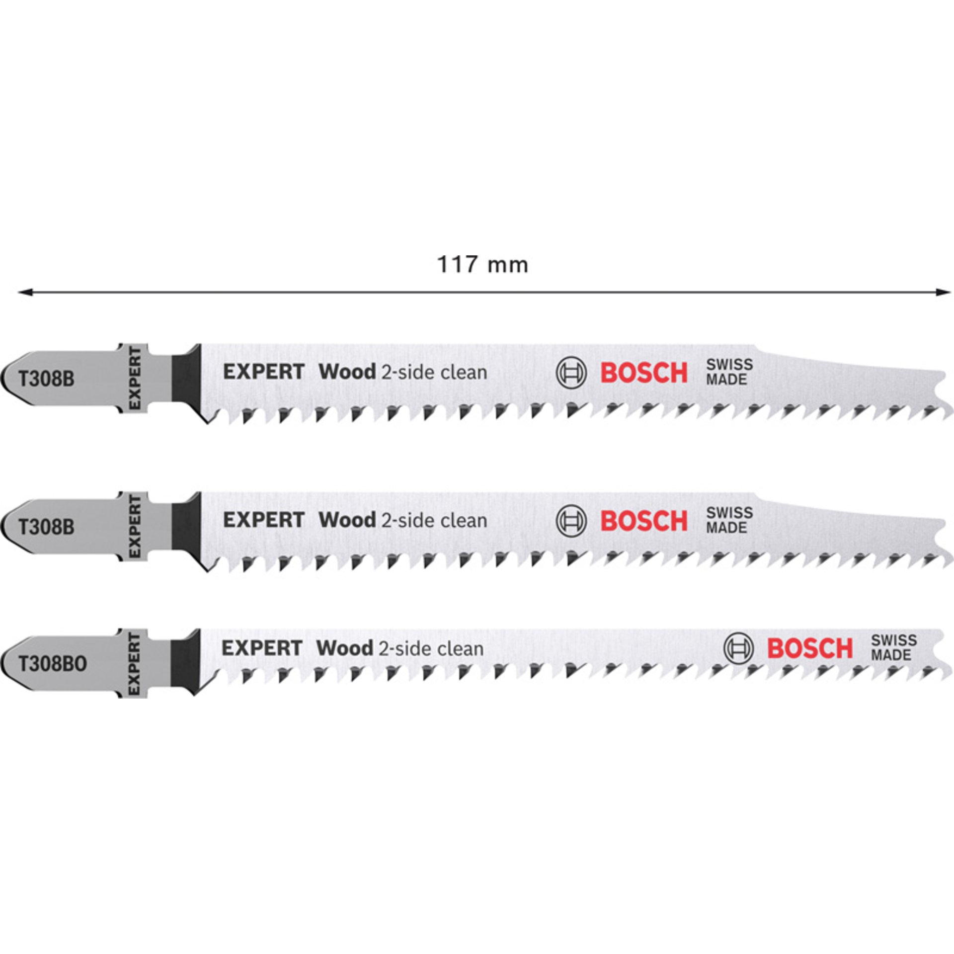 EXPERT ‘Wood 2-side clean‘ Stichsägeblatt-Set, 3-tlg., T308B/BO