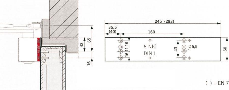 Dorma Montageplatte Nr.8380 für TS 83 silberfarb.