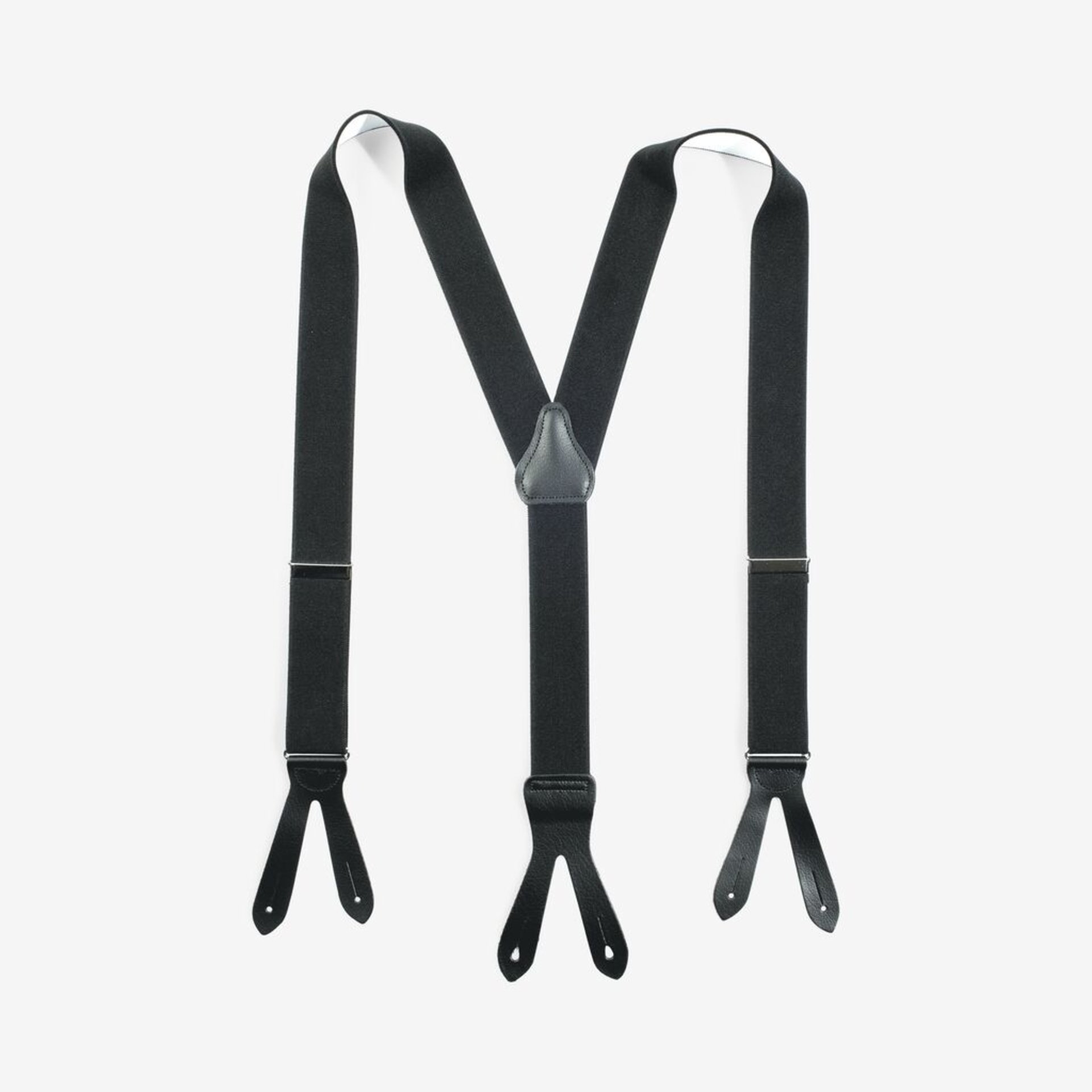 BODO Hosenträger Leder-Knopfpatte schwarz