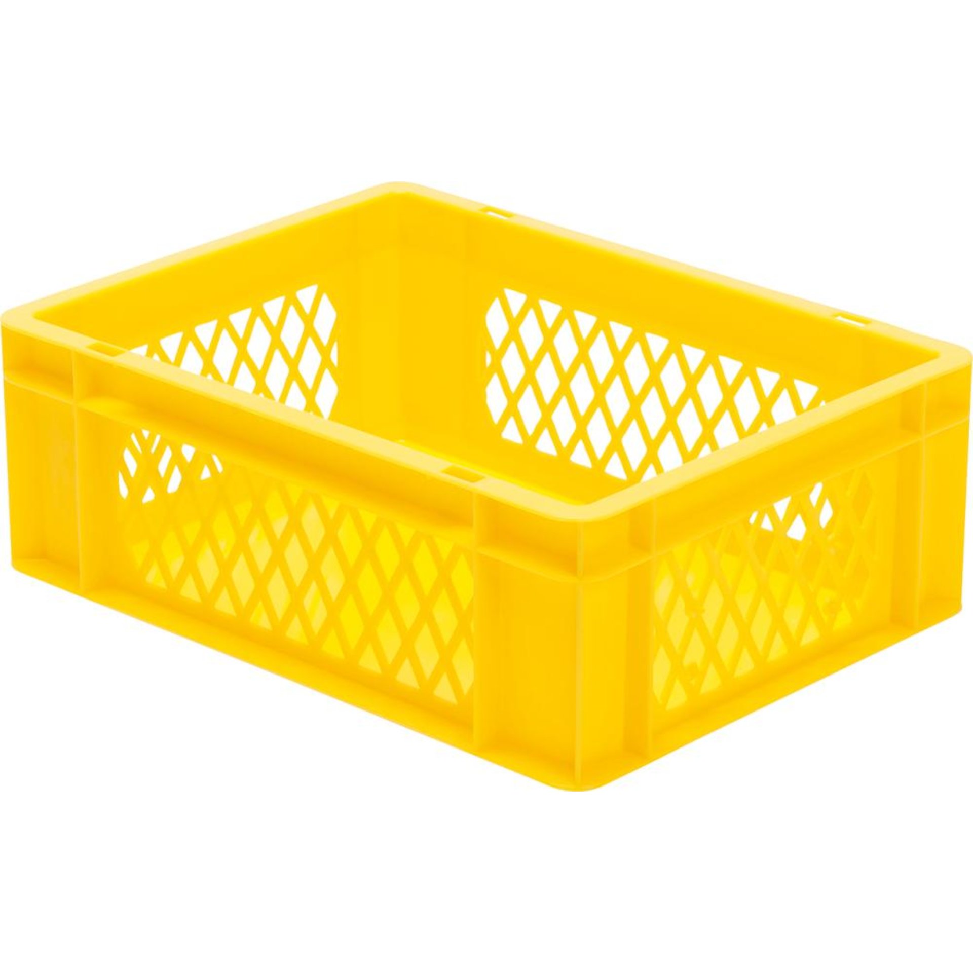 Transport-Stapelkasten B300xT200xH145 mm gelb, Wände durchbrochen ohne Griffloch LA-KA-PE