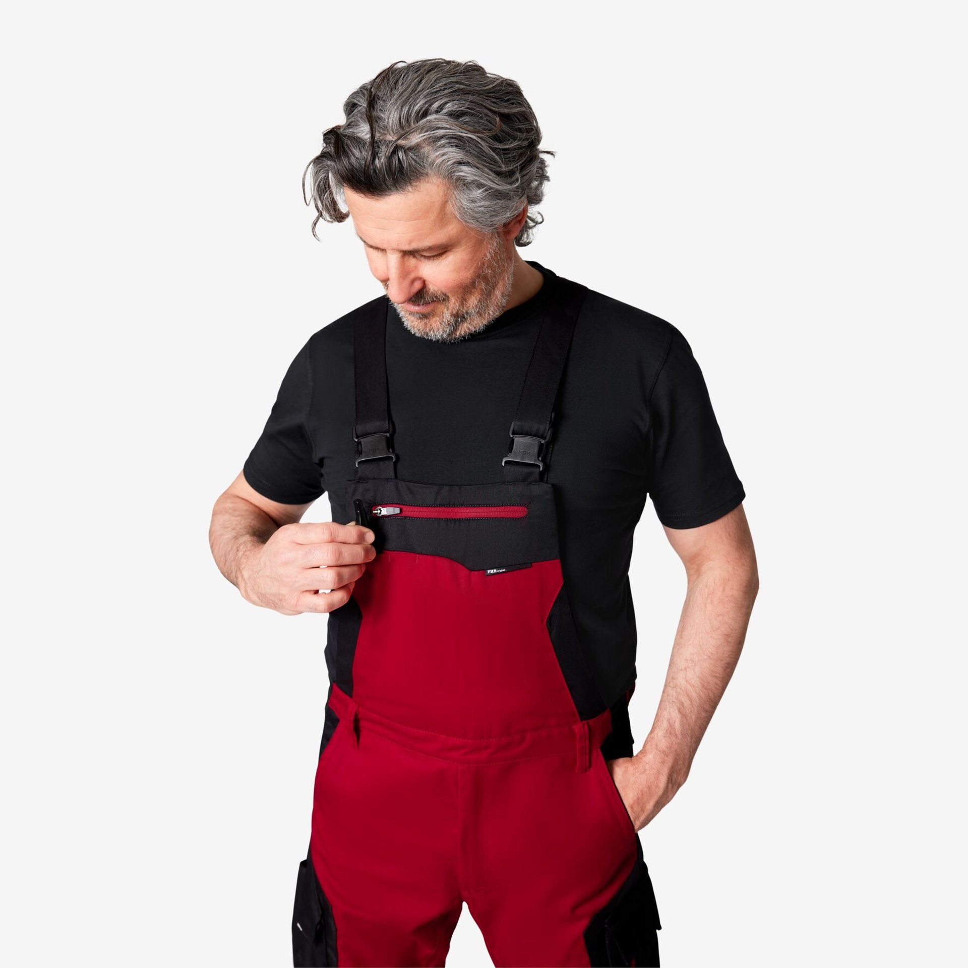 PASCAL Latzhose rot-schwarz 42