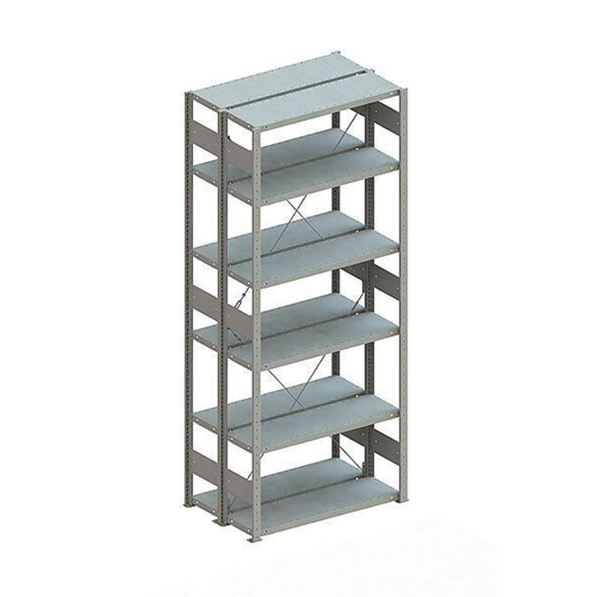 Steckregal META CLIP, Fachlast 150 kg, doppelseitig, RAL 7035