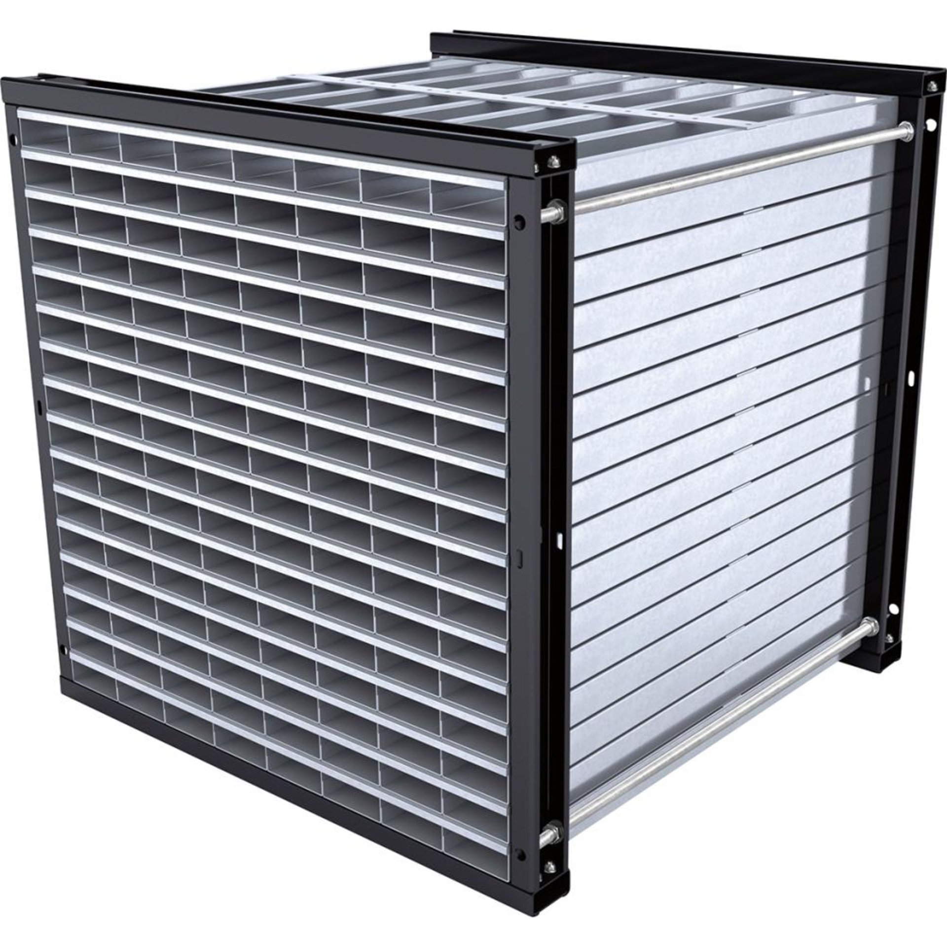 Wabenregal 1000 mm RAL 7016 inkl. 128Wannen Waben BxH 112x40 mm B1000xT1000xH1000mm