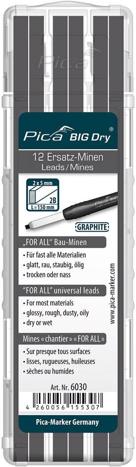 Pica Minen-Set für Zimmermanns-Bleistift BIG Dry FORALL Bau Bau Graphit