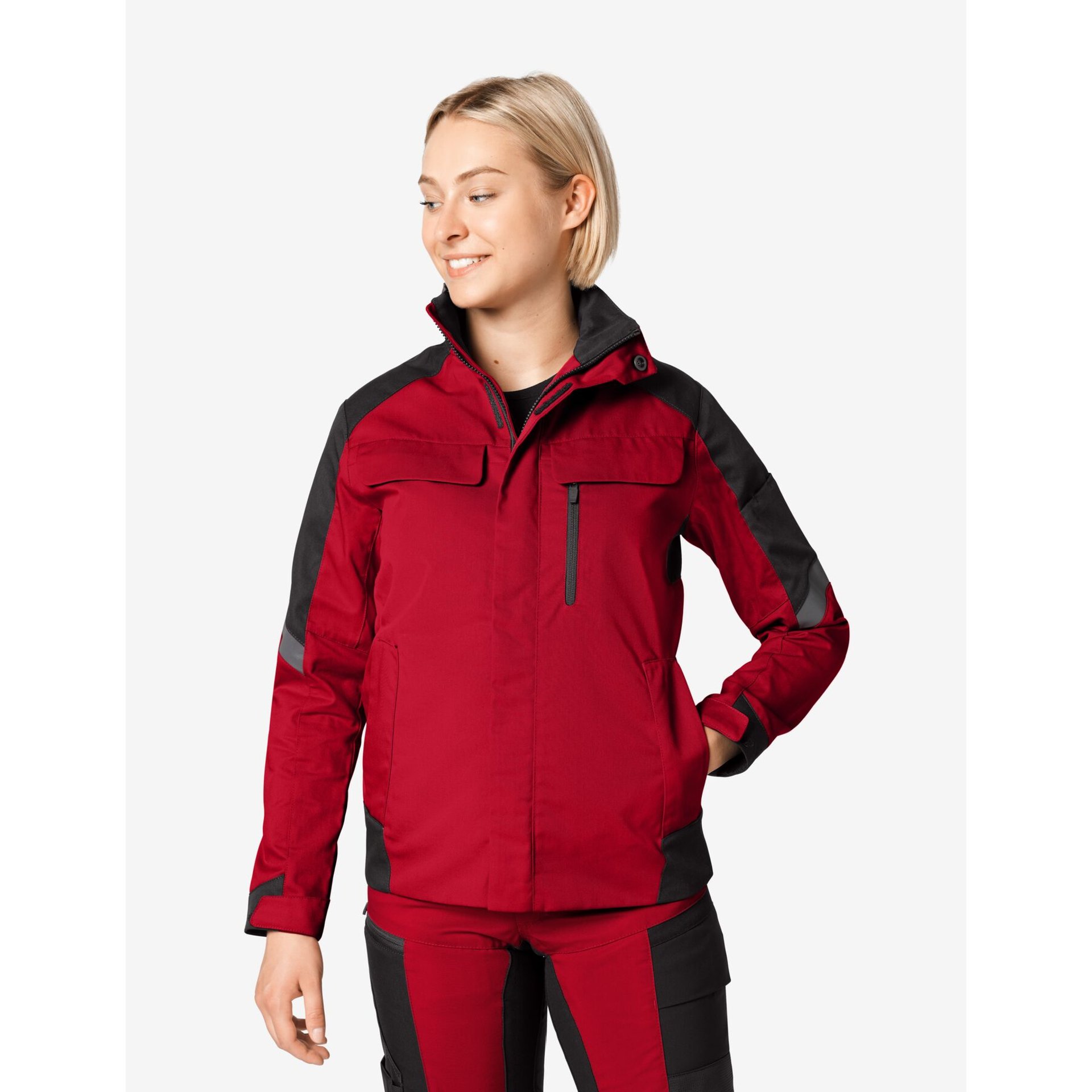 ANDREA Arbeitsjacke Damen rot-schwarz XL