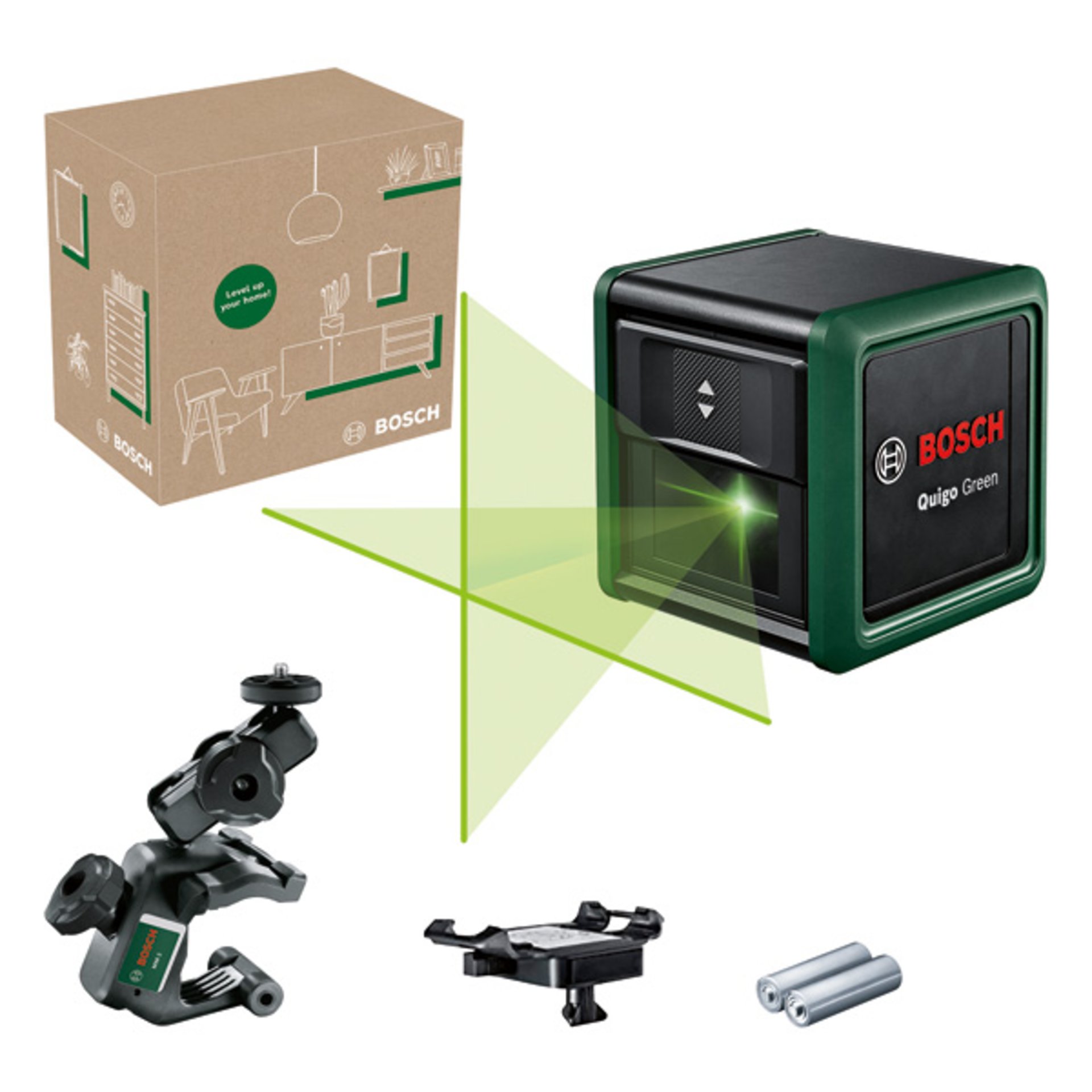Kreuzlinien-Laser Quigo Green, eCommerce-Karton