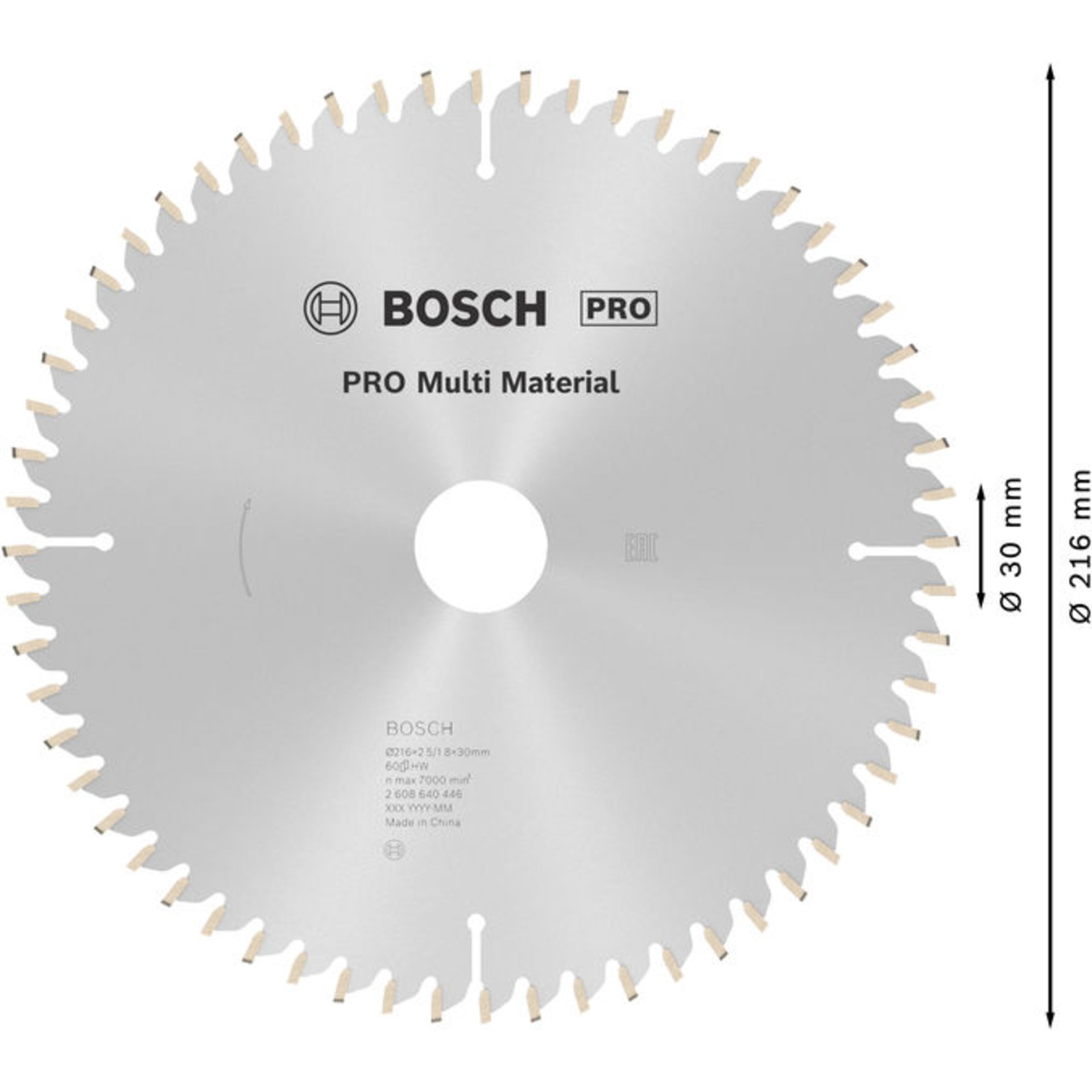 PRO Multi Material Kreissägeblatt, 216 x 2,5 x 30 mm, Z60