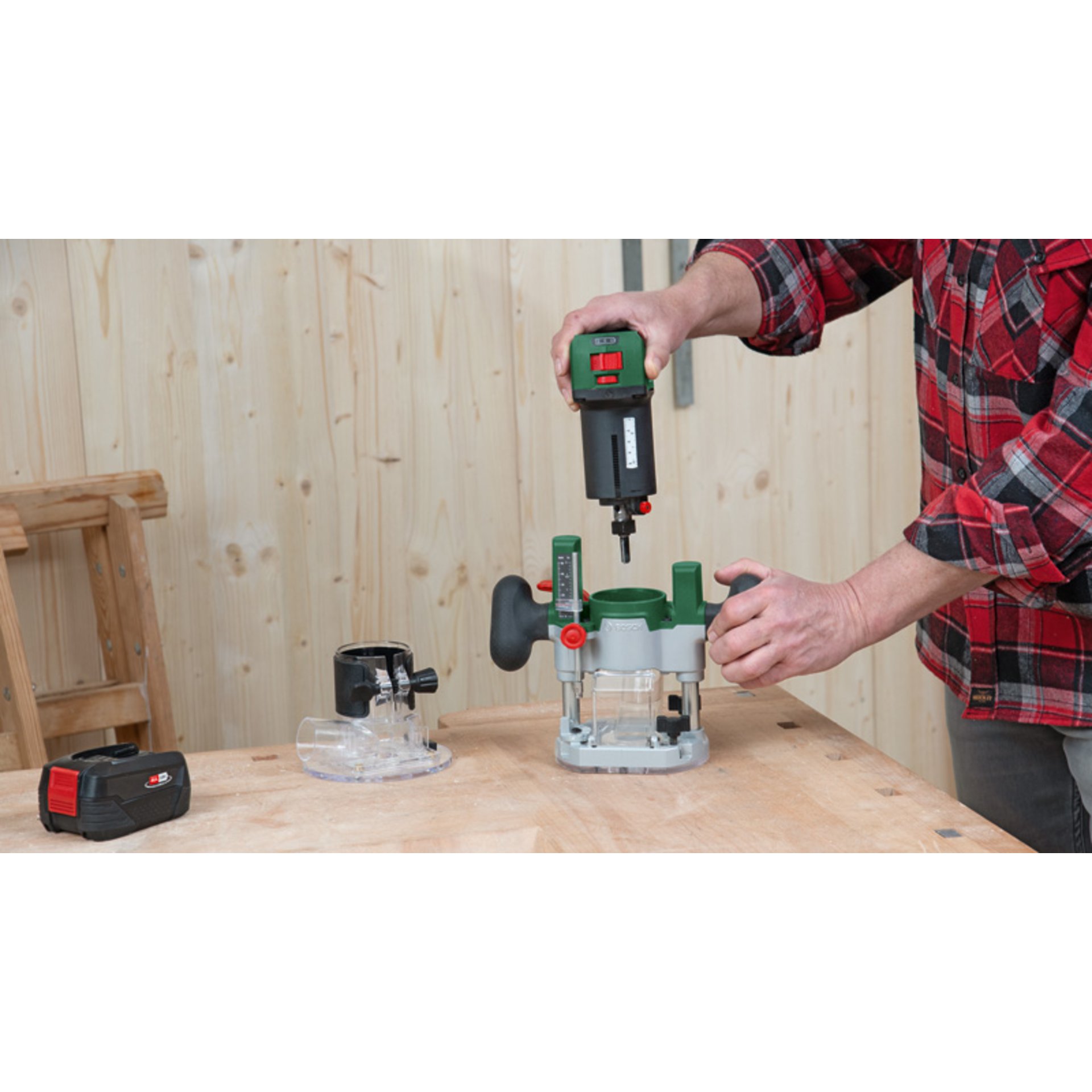 Akku-Fräse Router Combi Set