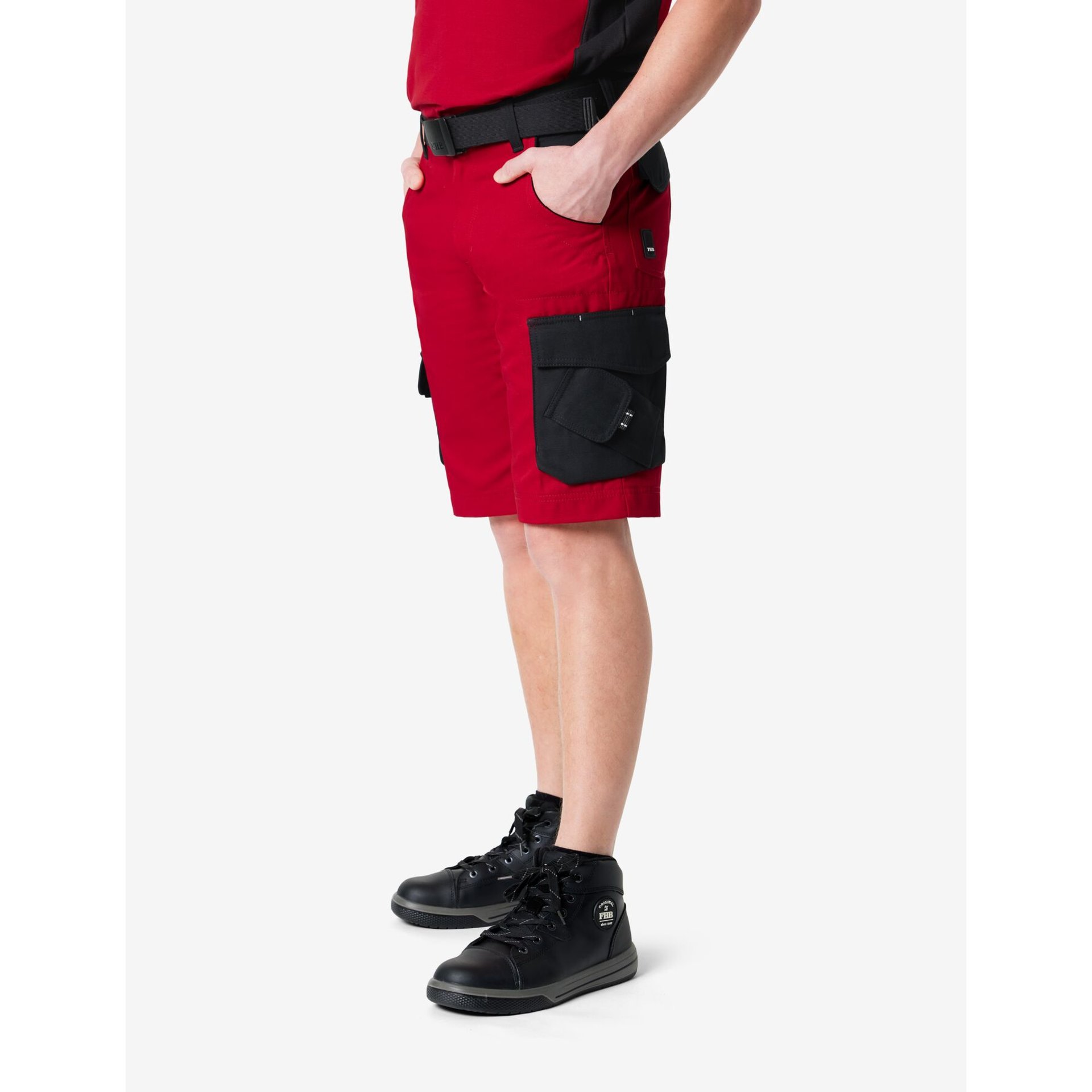 THEO Bermuda kurze Arbeitshose rot-schwarz Gr. 68