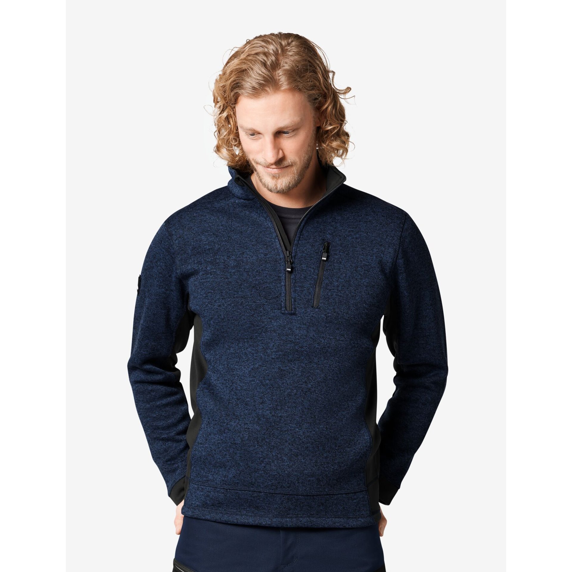 PATRICK Strick-Fleece-Troyer marine-schwarz Gr. M