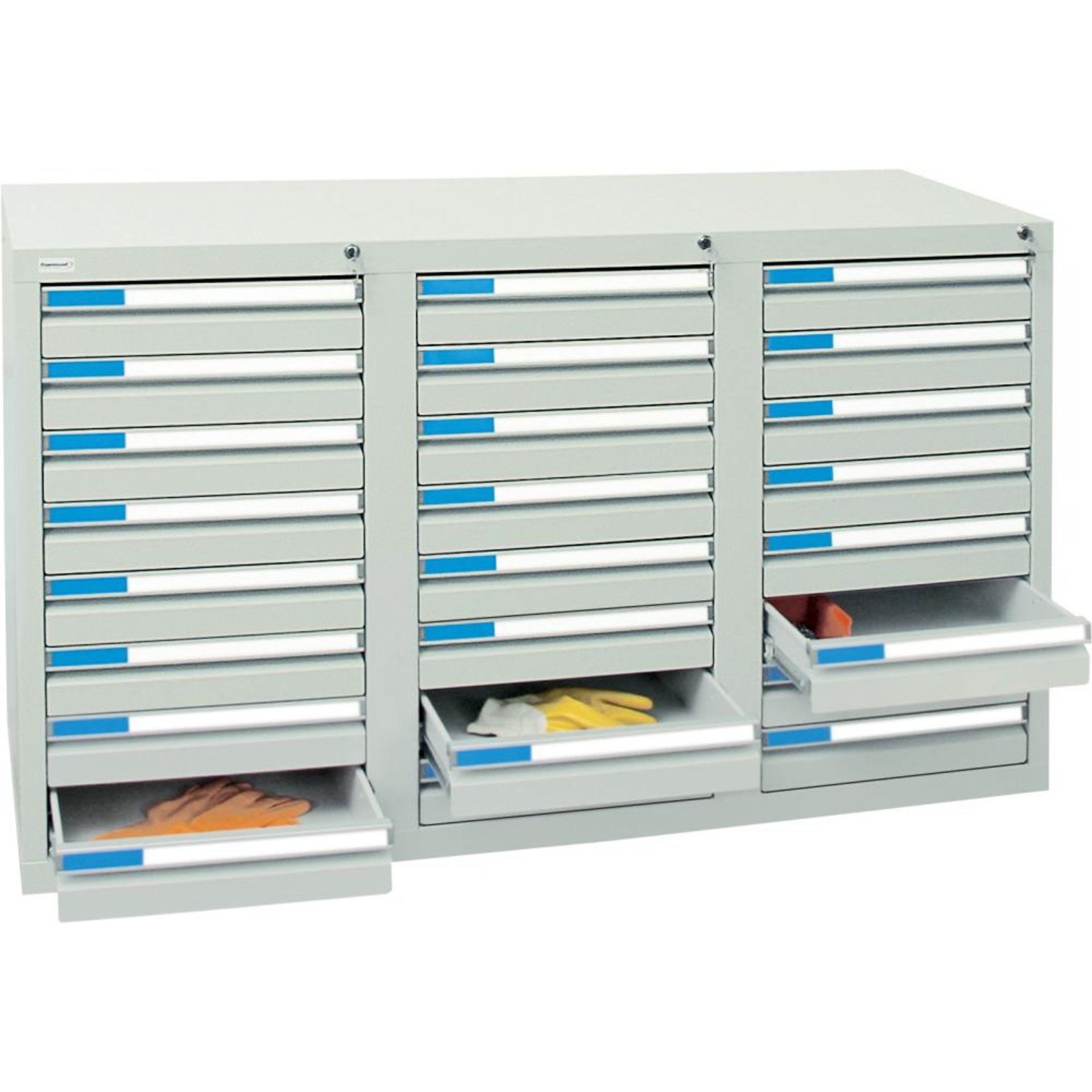 Format Schubladenschrank B500xT1500xH900mm RAL 7035/7035 24 Schubladen 75kg